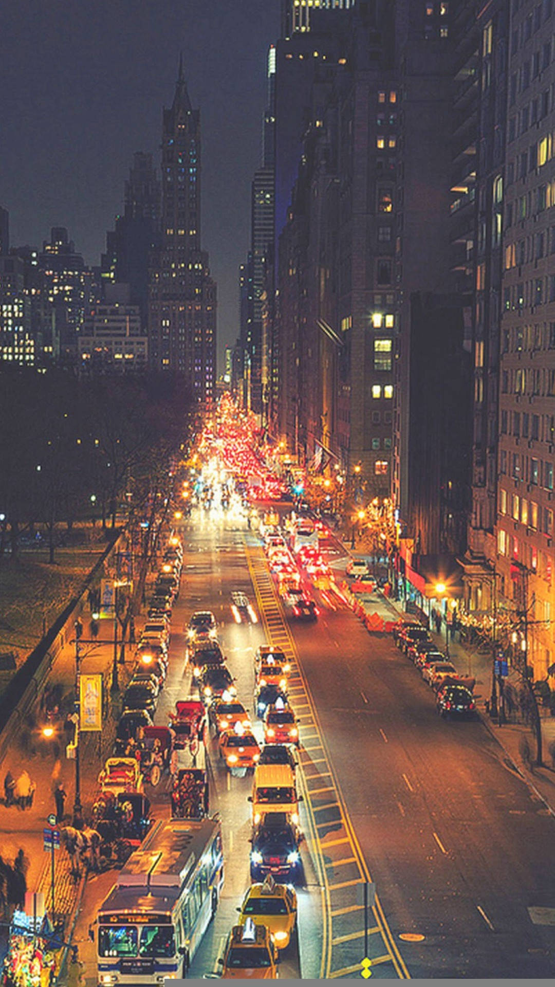 Lucesde Calle De La Ciudad De Nueva York En El Iphone X. Fondo de pantalla