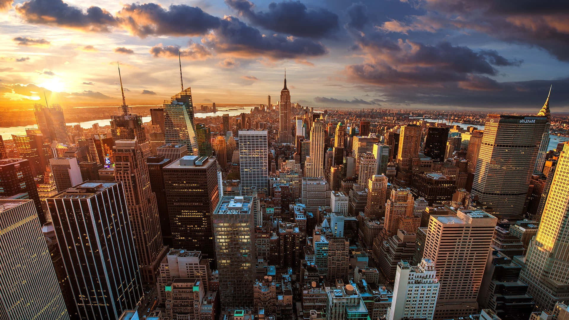 Sunset In New York City Landscape Wallpaper