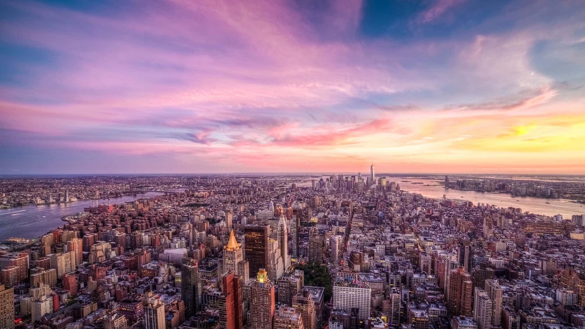 Panoramapaesaggistico Di New York City Sfondo