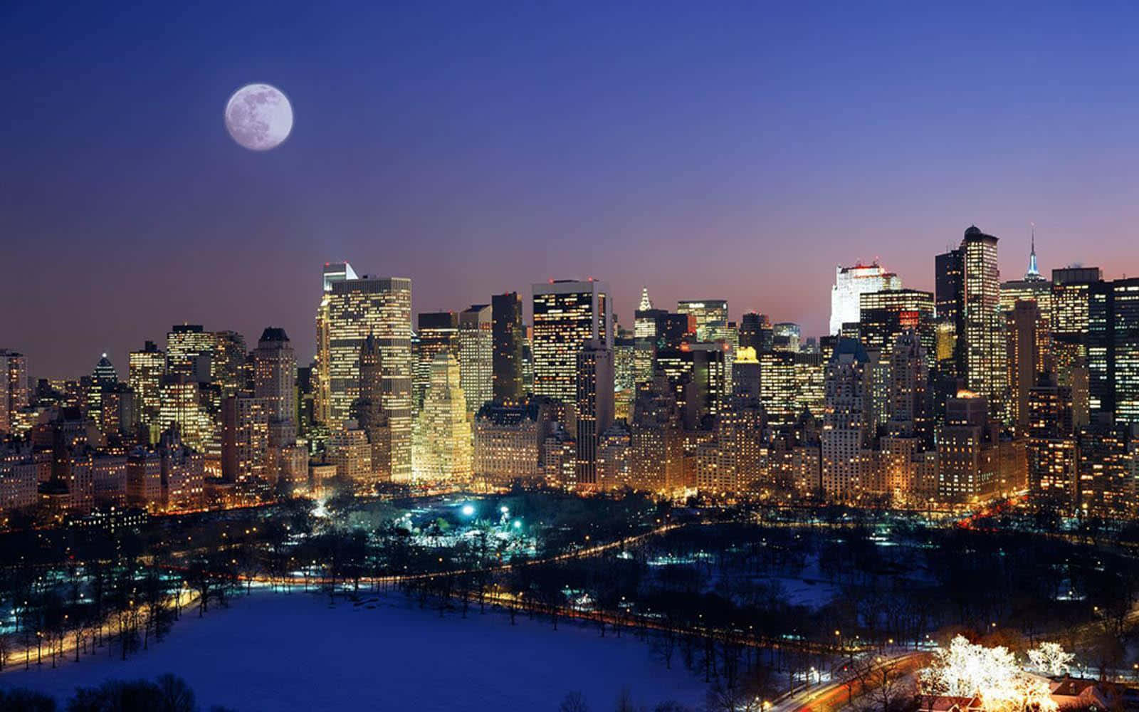 Amazing Night Sky New York City Laptop Wallpaper