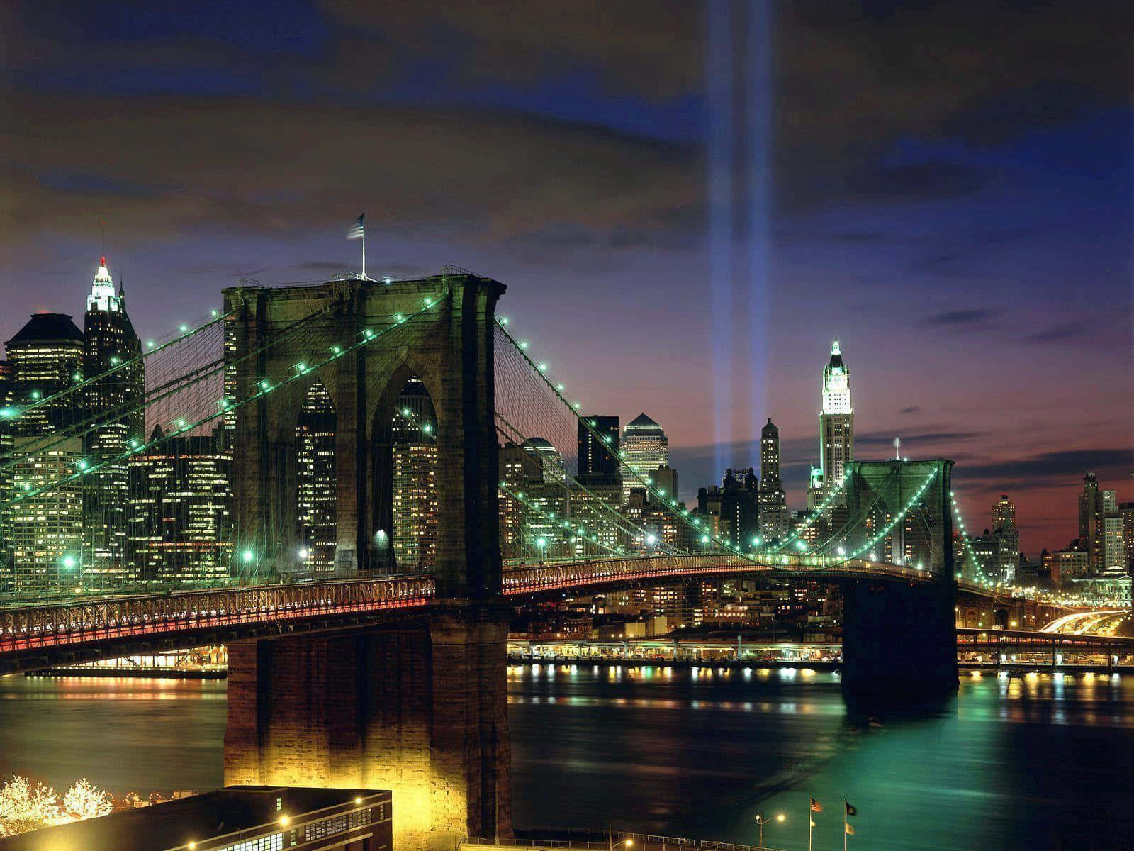 Brooklyn Bridge At Night New York City Laptop Wallpaper