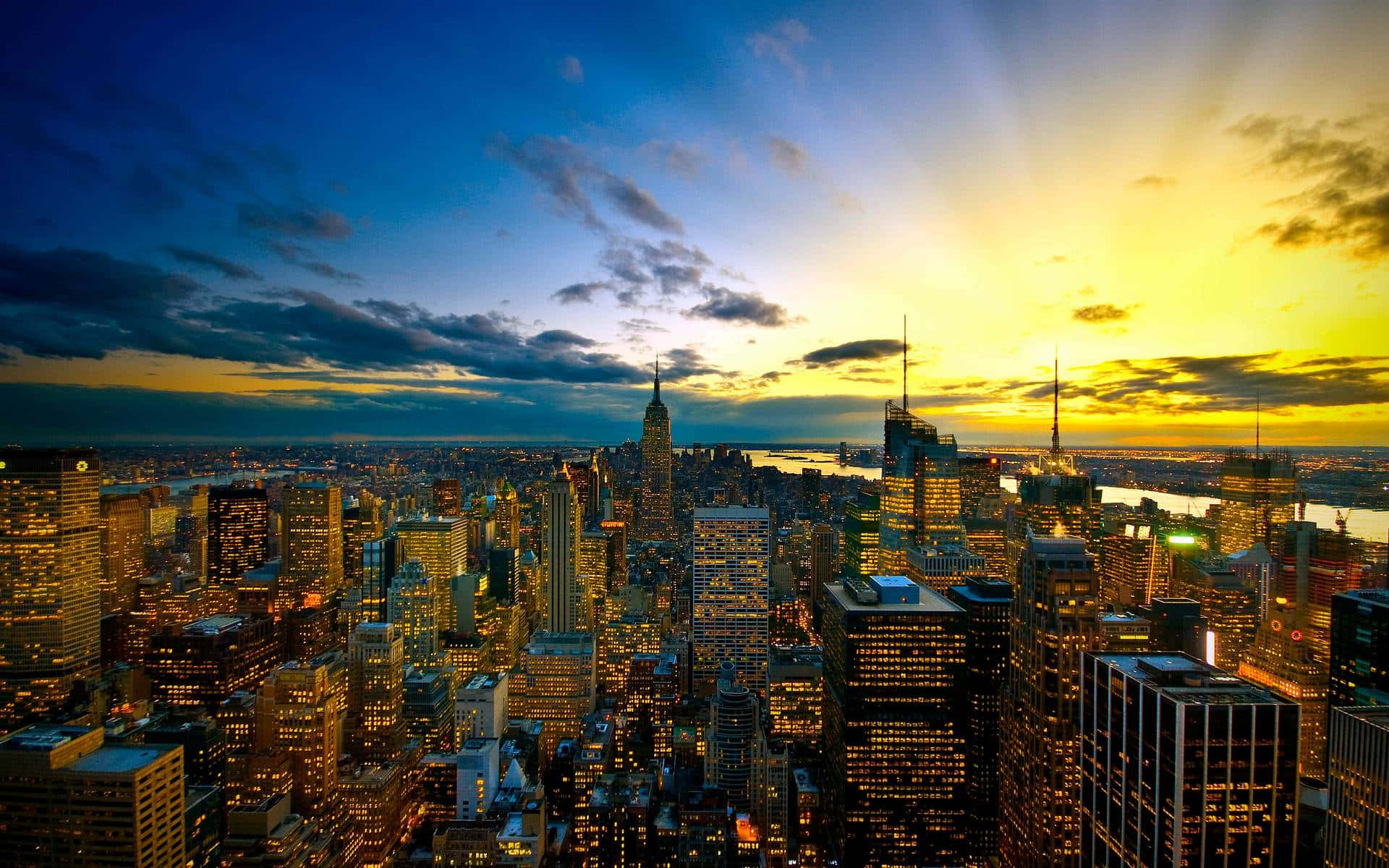 Gleaming Sunrise New York City Laptop Wallpaper