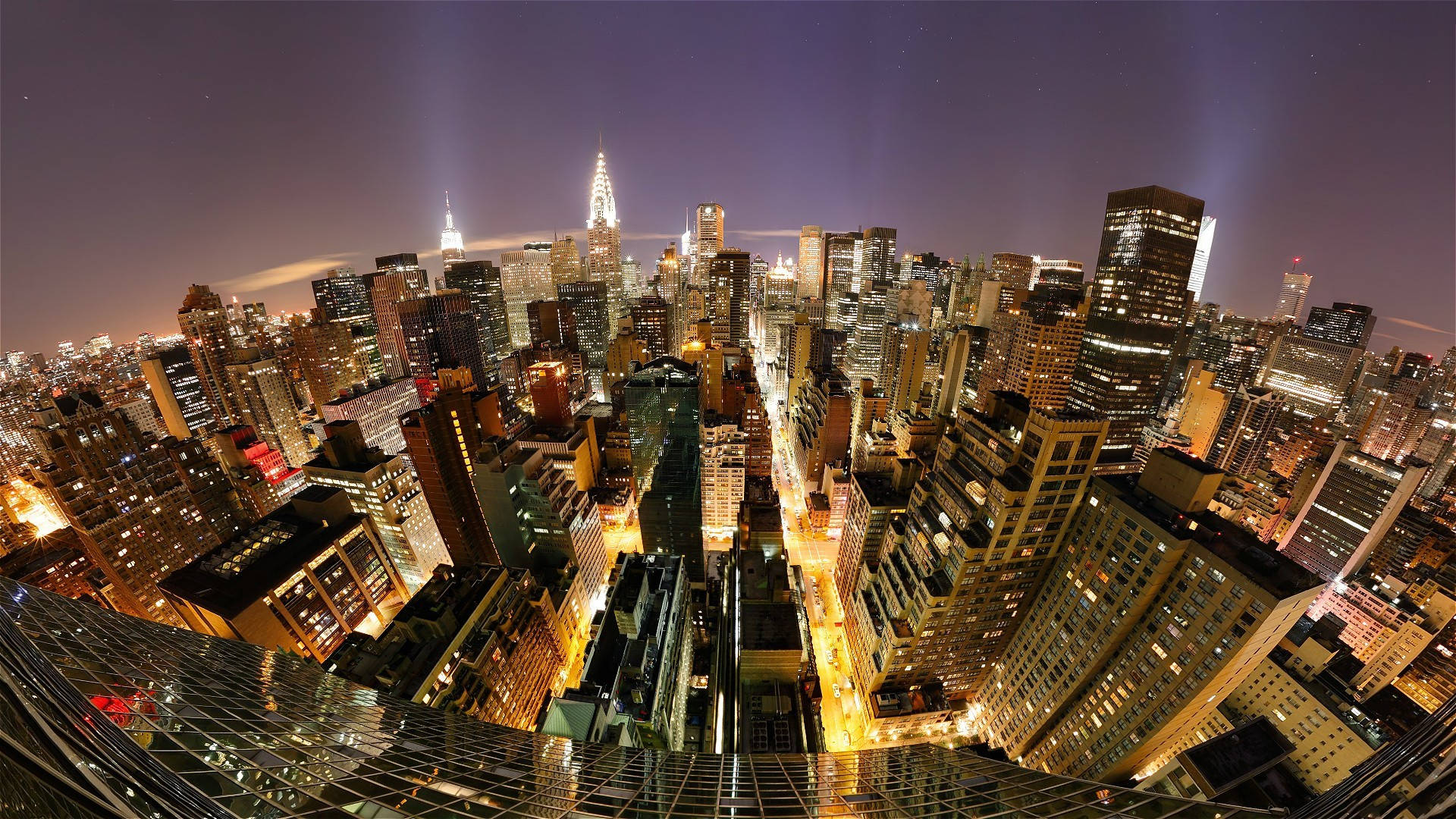 Download New York City Night Fisheye View Wallpaper 