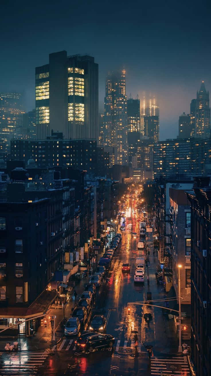 Nuevayork De Noche, Coches Iphone. Fondo de pantalla