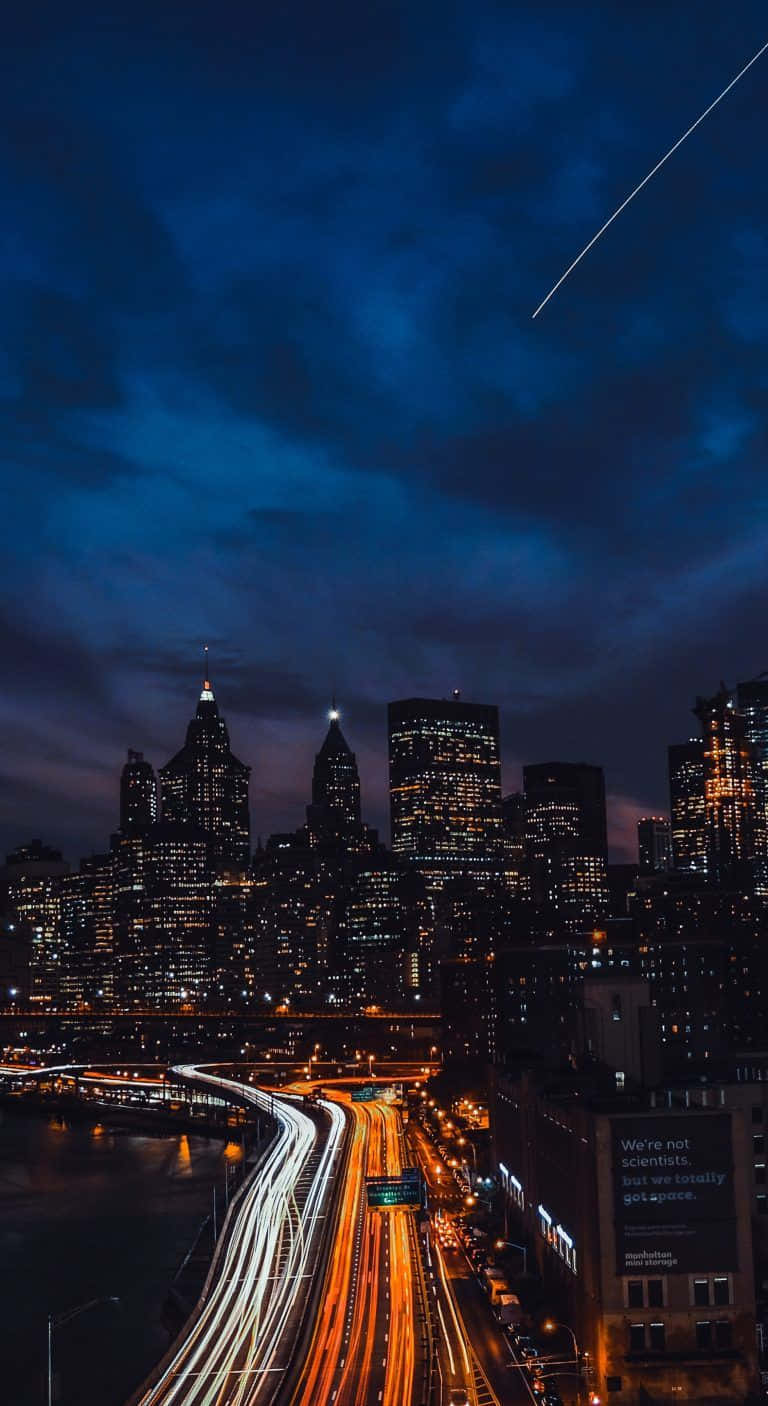 Nuevayork De Noche, Cielo Oscuro, Iphone. Fondo de pantalla