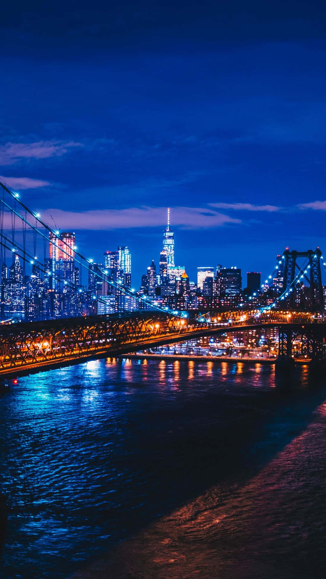 Nuevayork De Noche, Cielo Despejado, Iphone. Fondo de pantalla