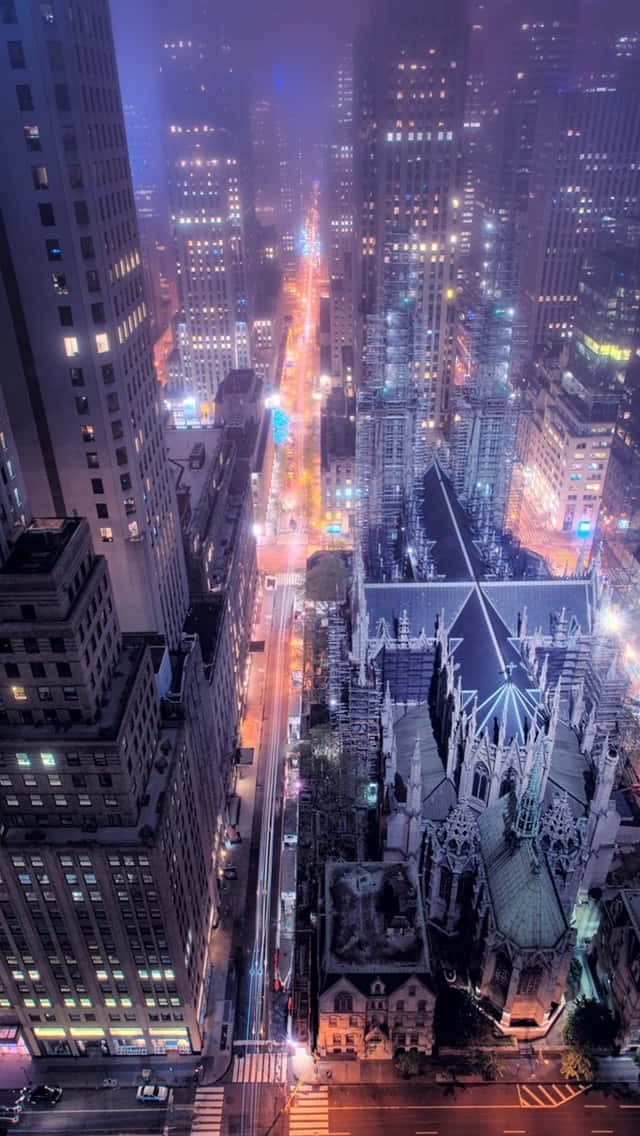A breathtaking view of New York City at night Wallpaper