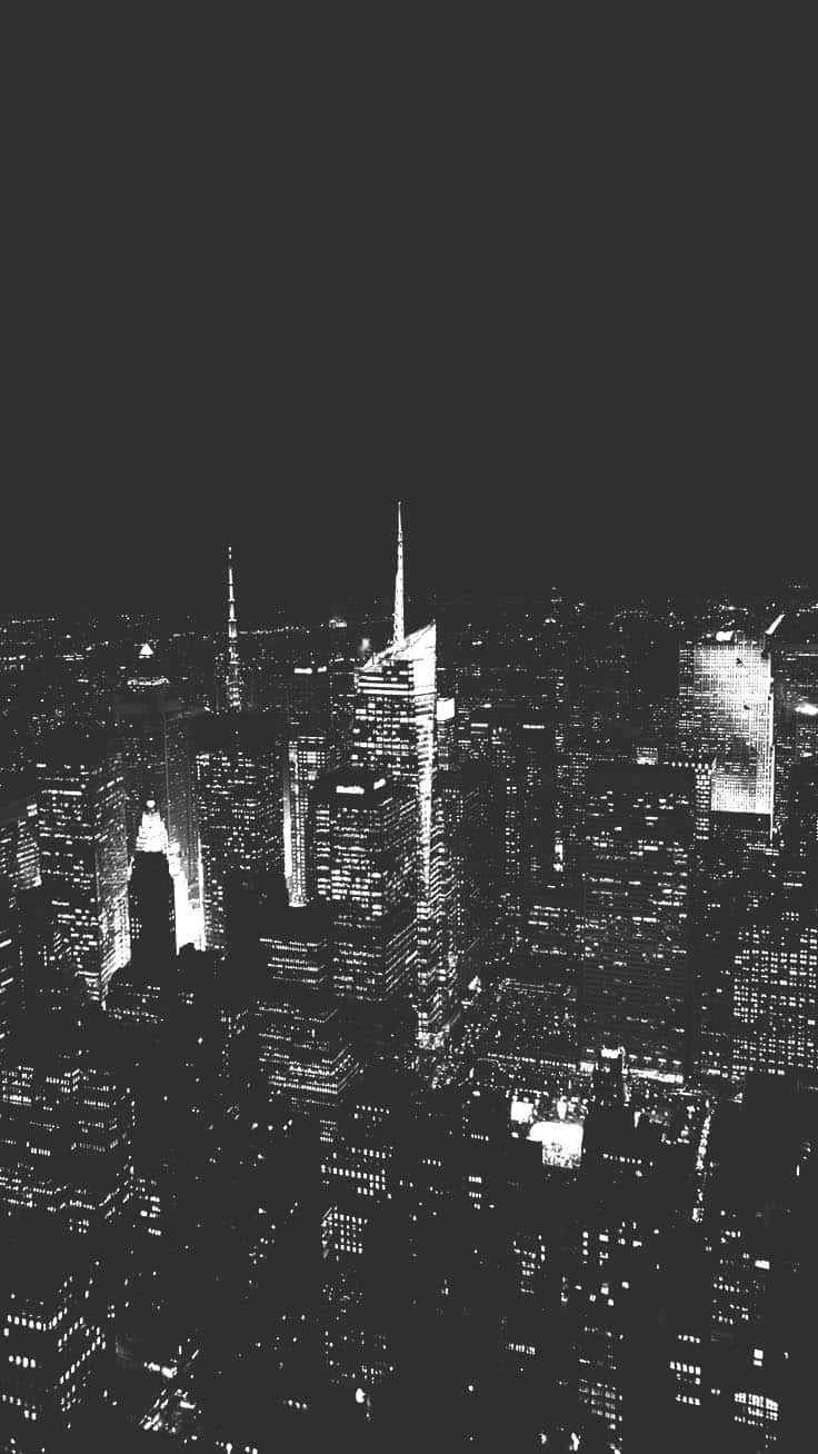 Nottedi New York City In Bianco E Nero Per Iphone. Sfondo