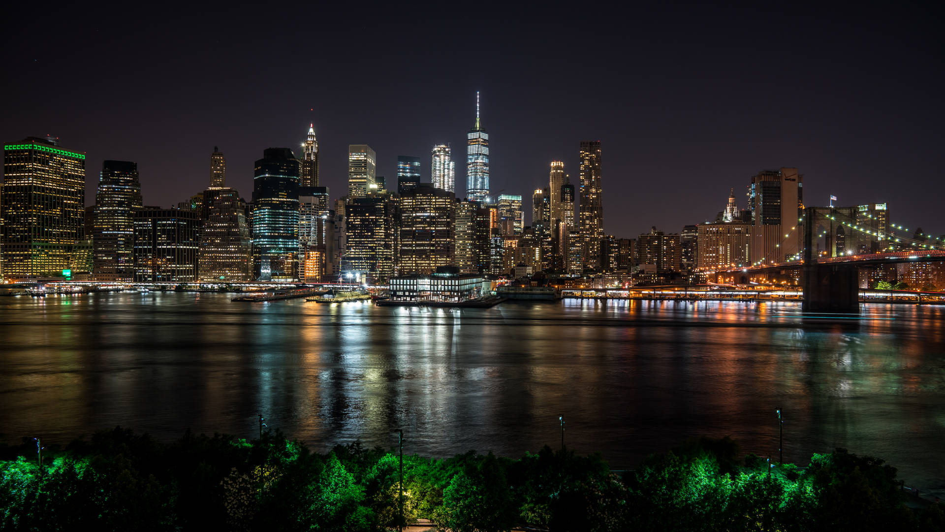 New York City Night Lights Reflection