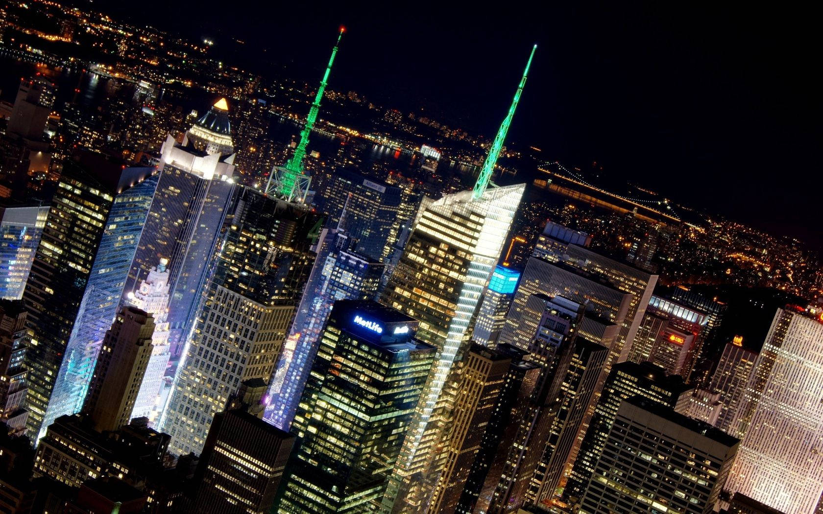 New York City Night Skyscrapers Wallpaper