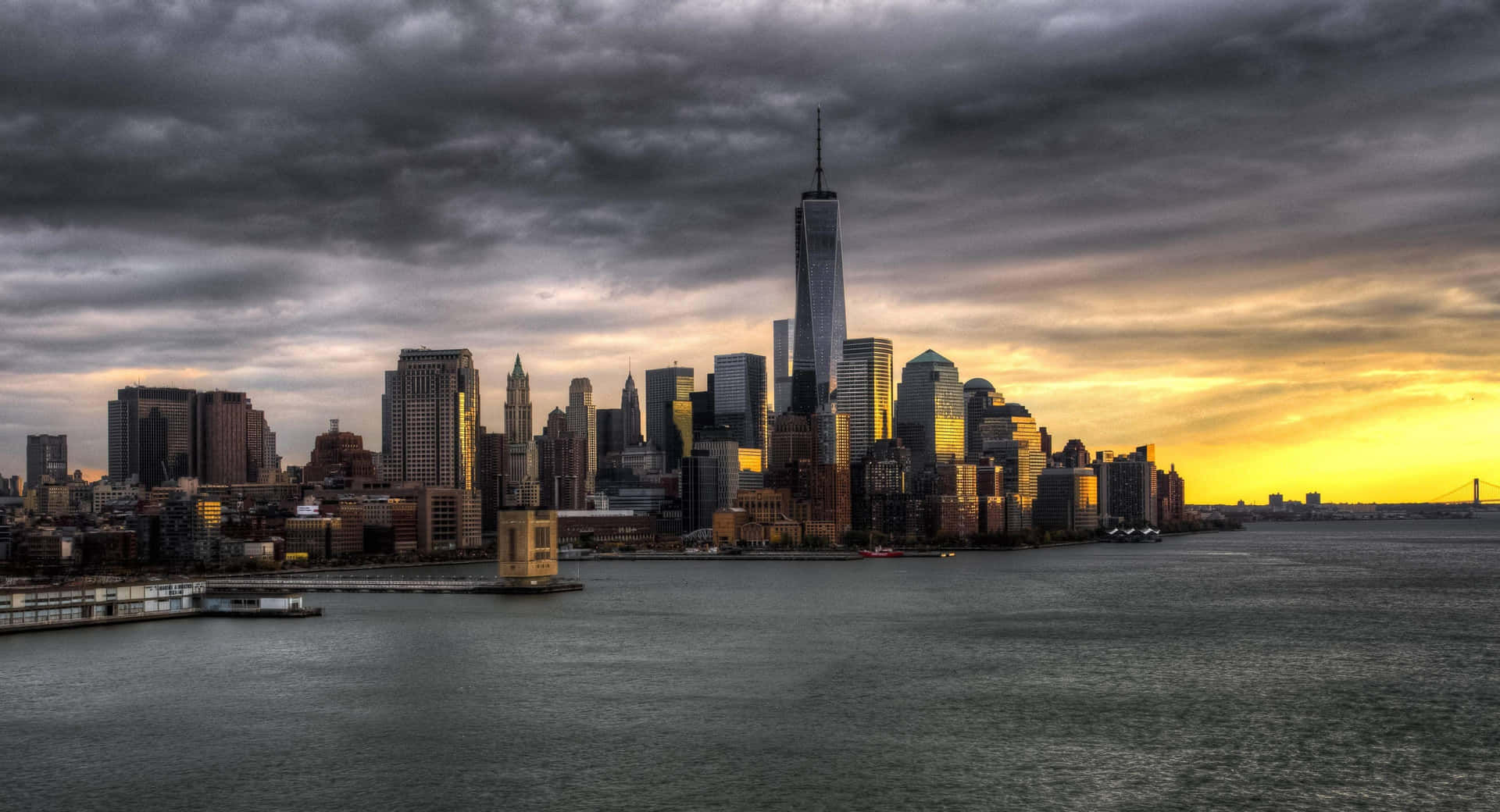 New_ York_ City_ Skyline_ Sunset_ H D R.jpg Wallpaper