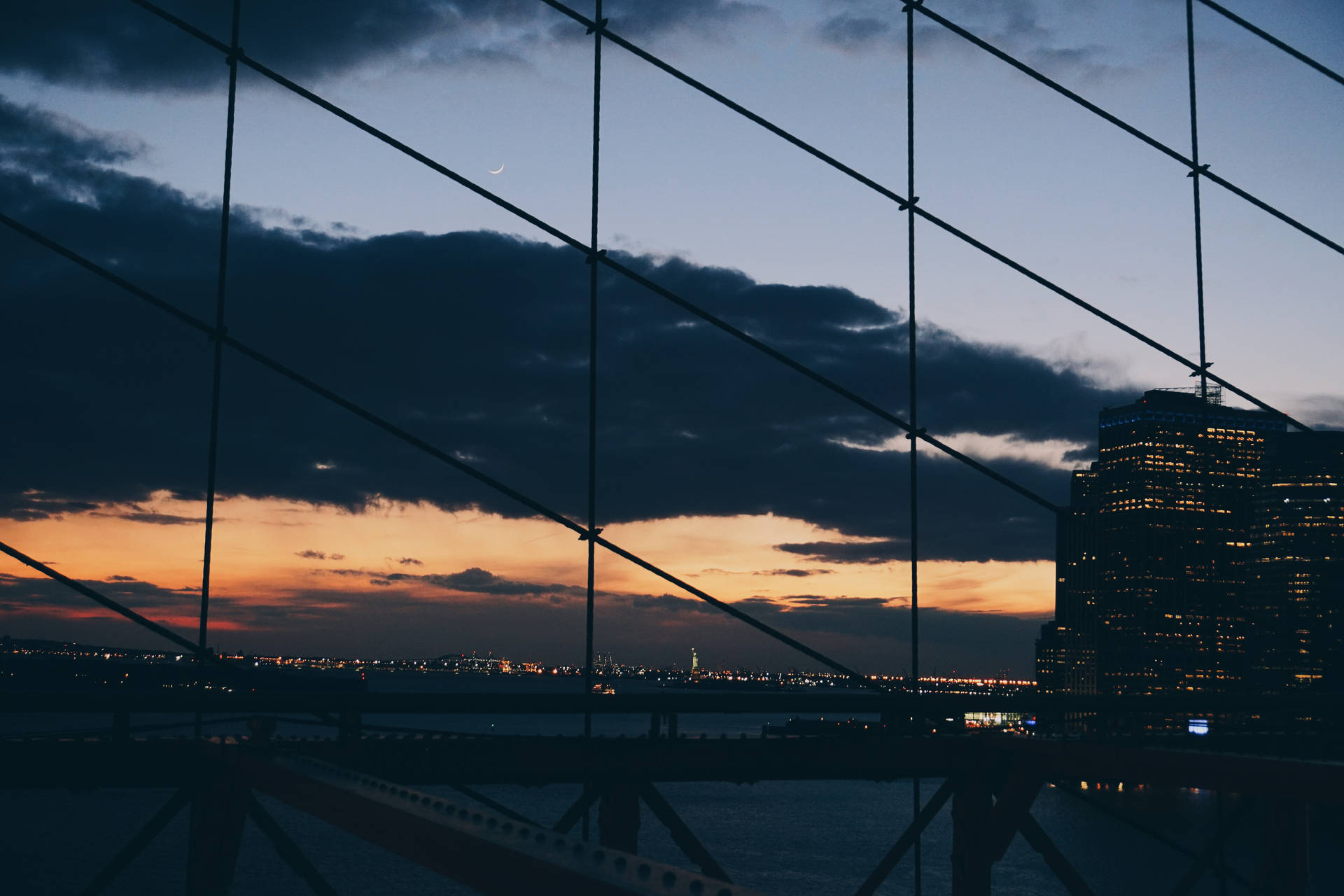 New York City Skyline View From Bridge Wallpaper
