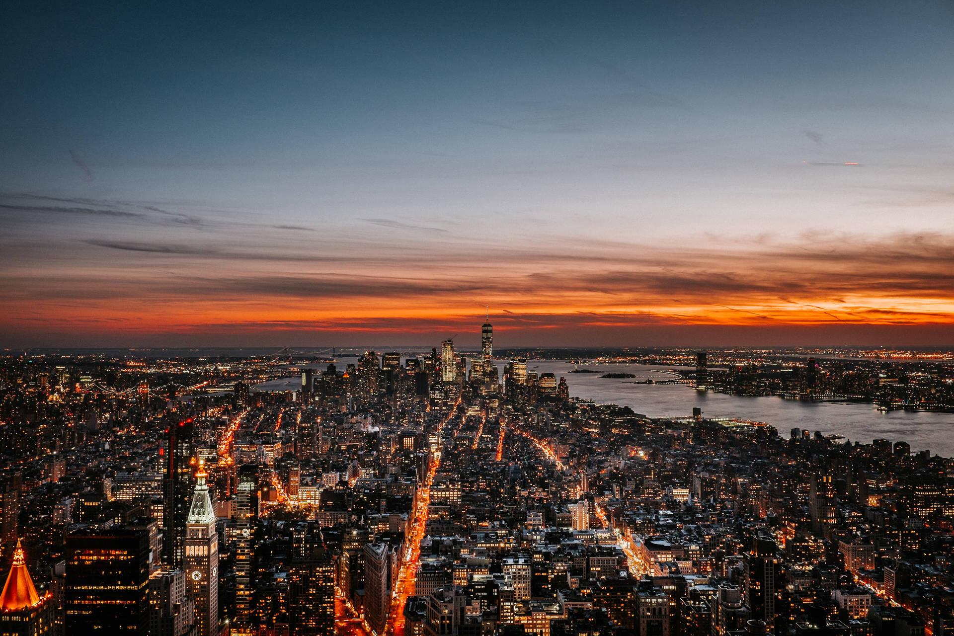 New York City Sunset Dusk Wallpaper