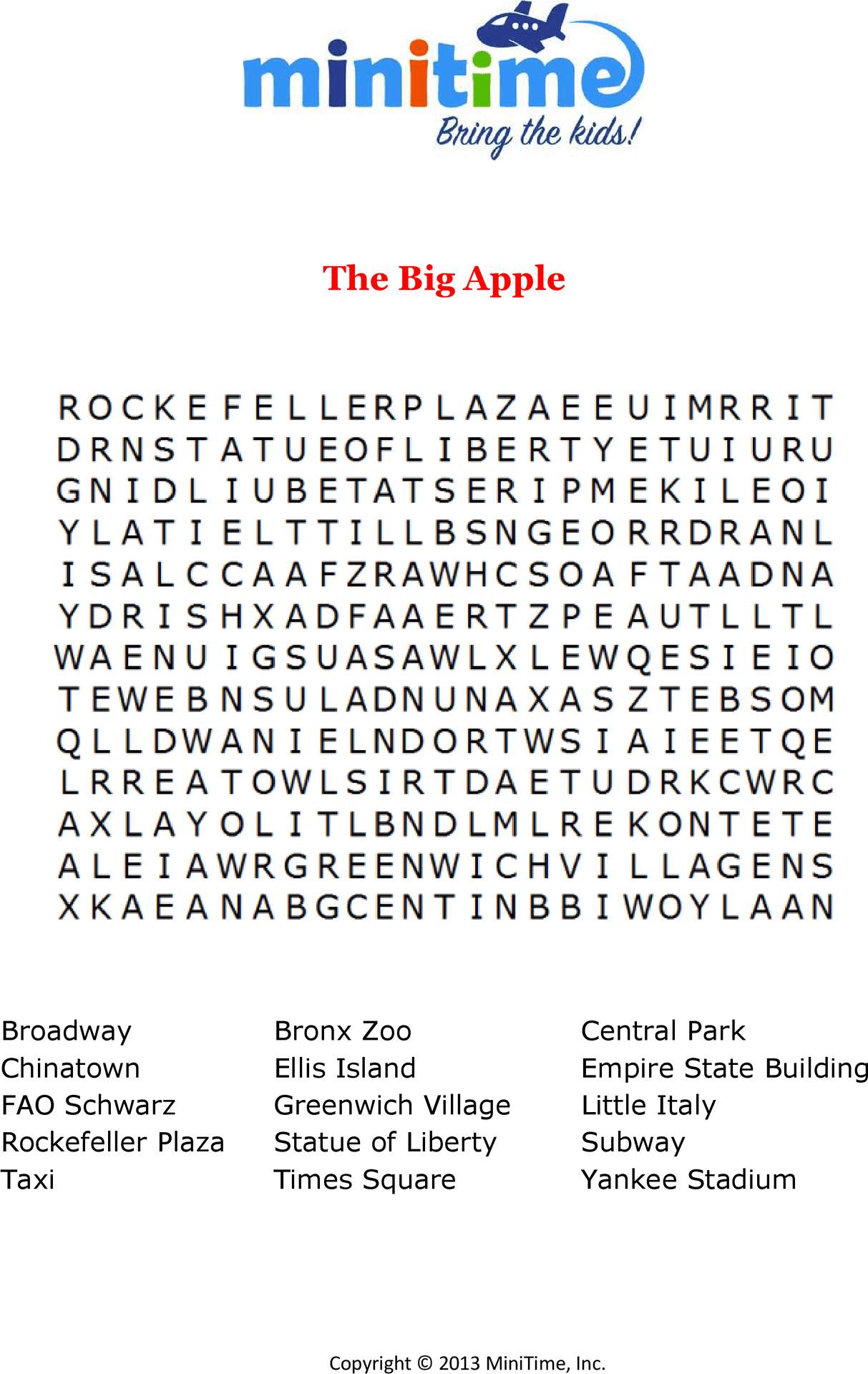 New York City Word Search Puzzle PNG