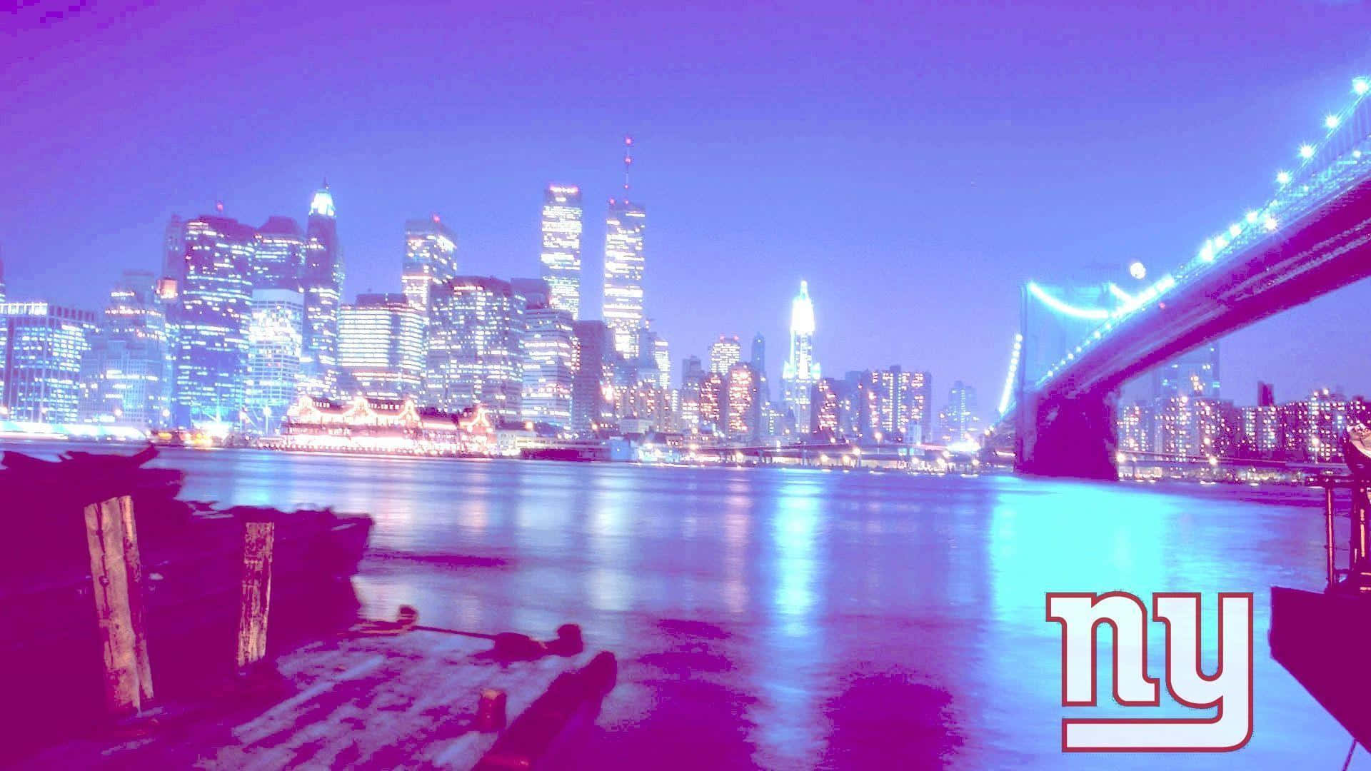 New York Giants Logo Cityscape Night View Wallpaper