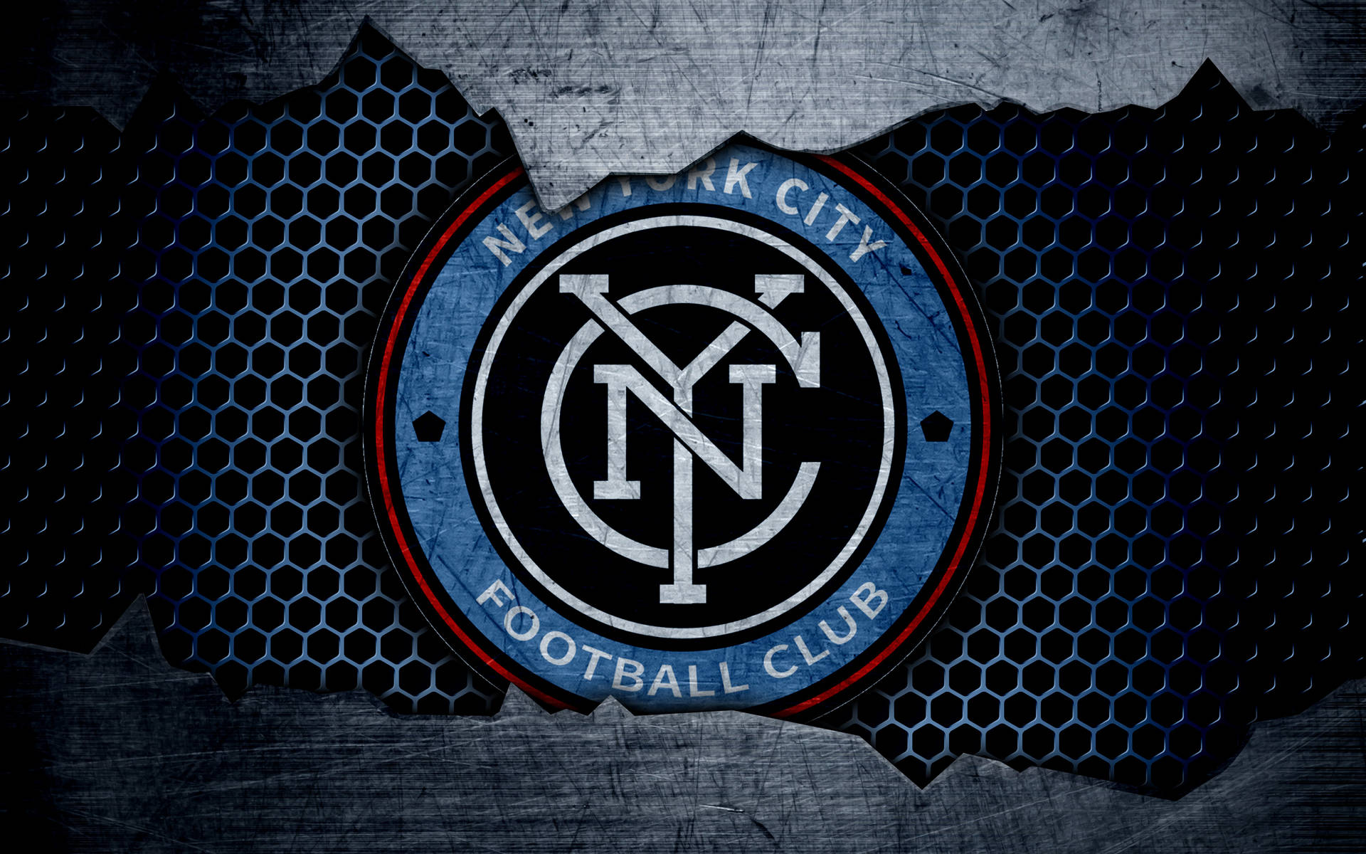 New York Hd Fc Logo Blue Honeycomb