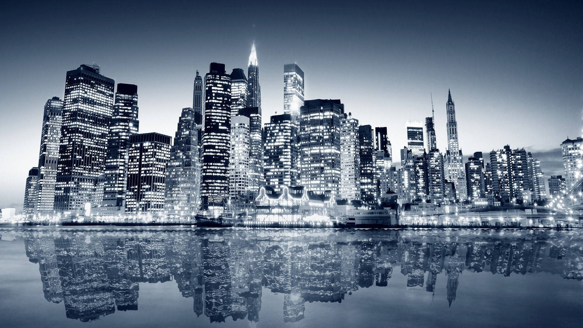 Ny New York HD Skyscrapers Reflection Tapet Wallpaper