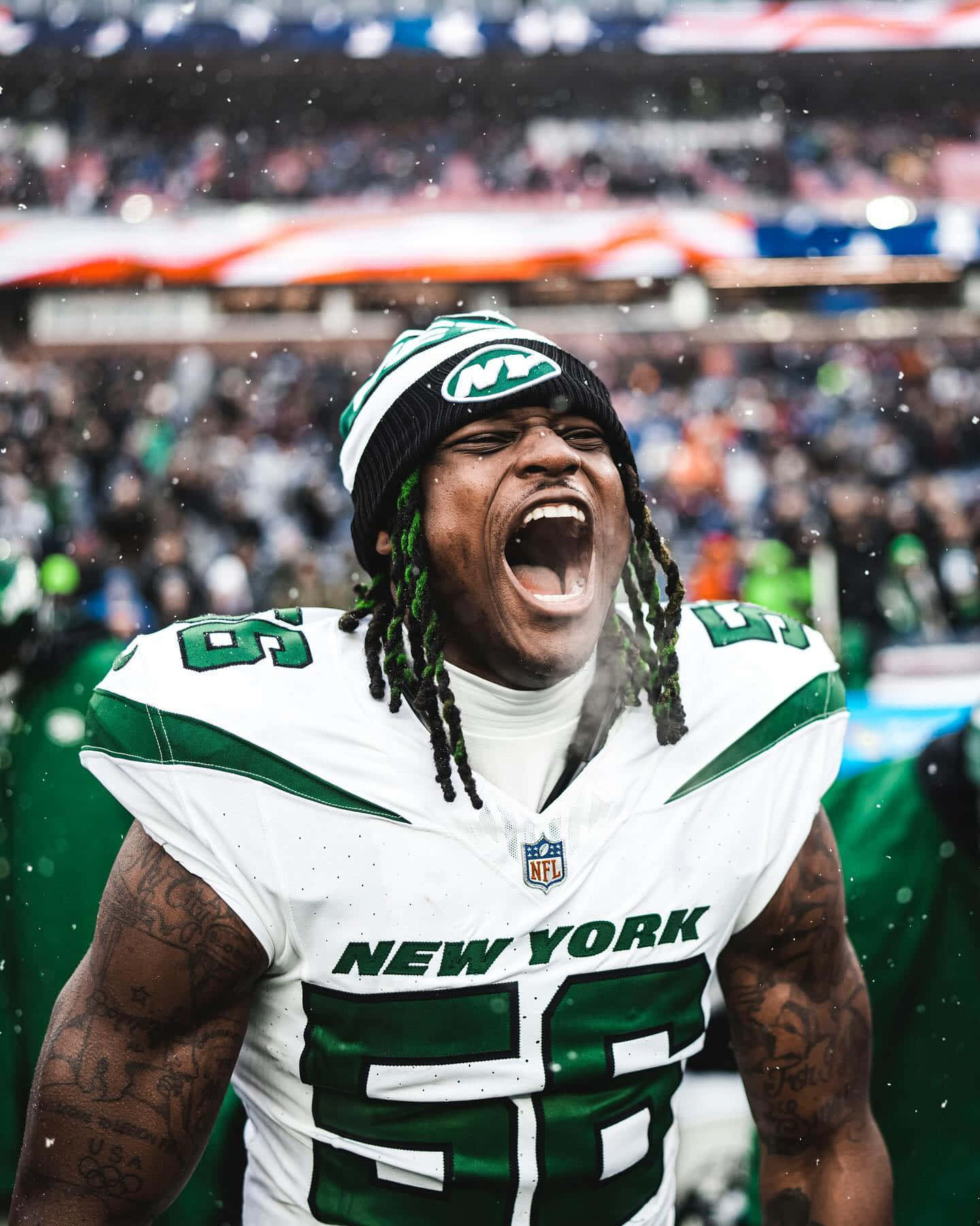 New York Jets Player Passionate Celebration Wallpaper