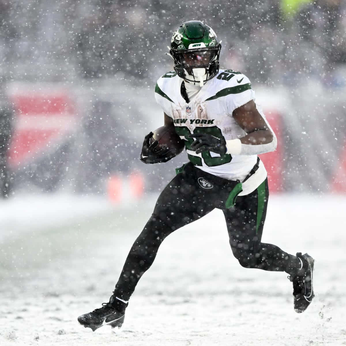 New York Jets Player Snowy Game Wallpaper
