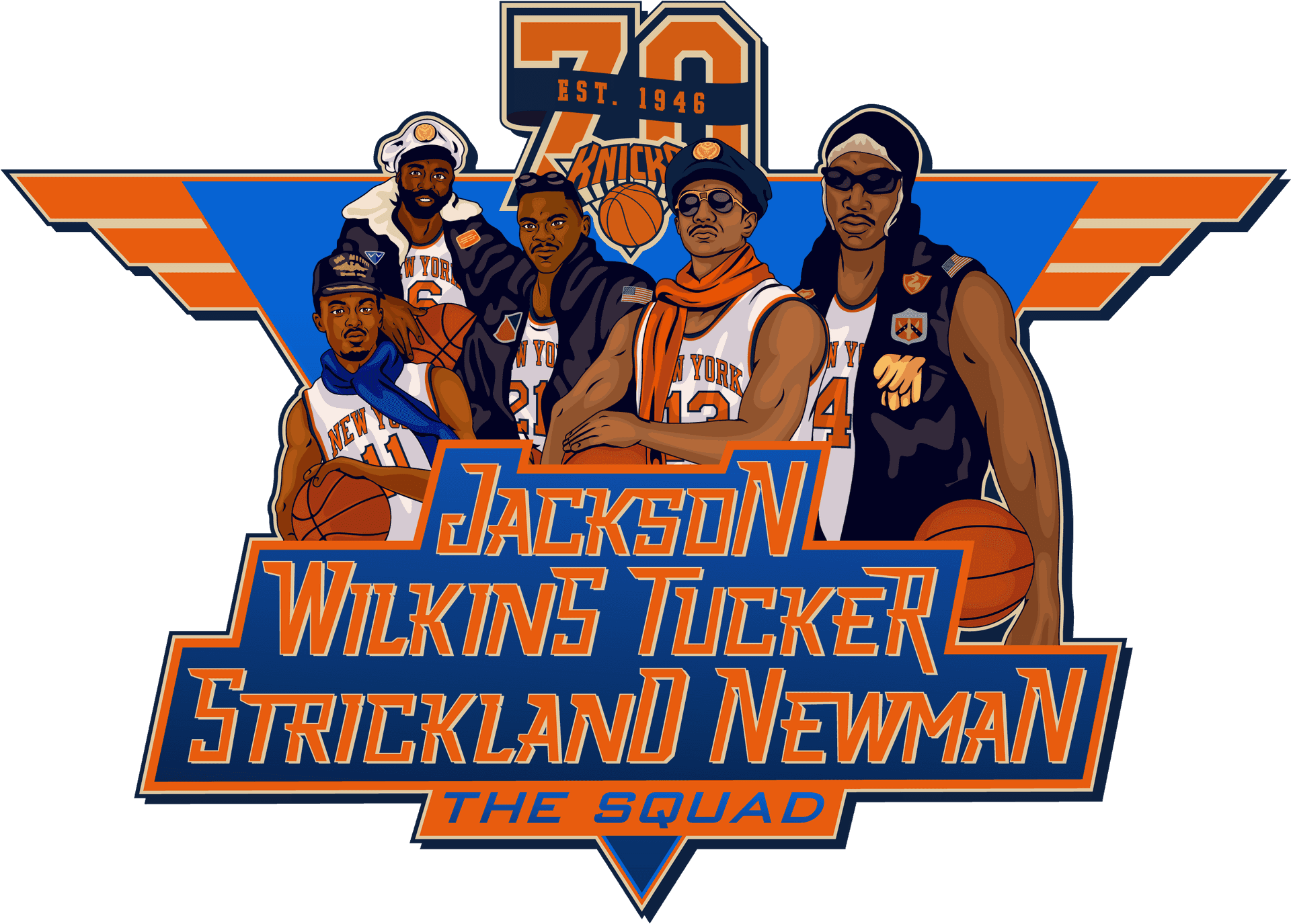 New York Knicks Legends Illustration PNG