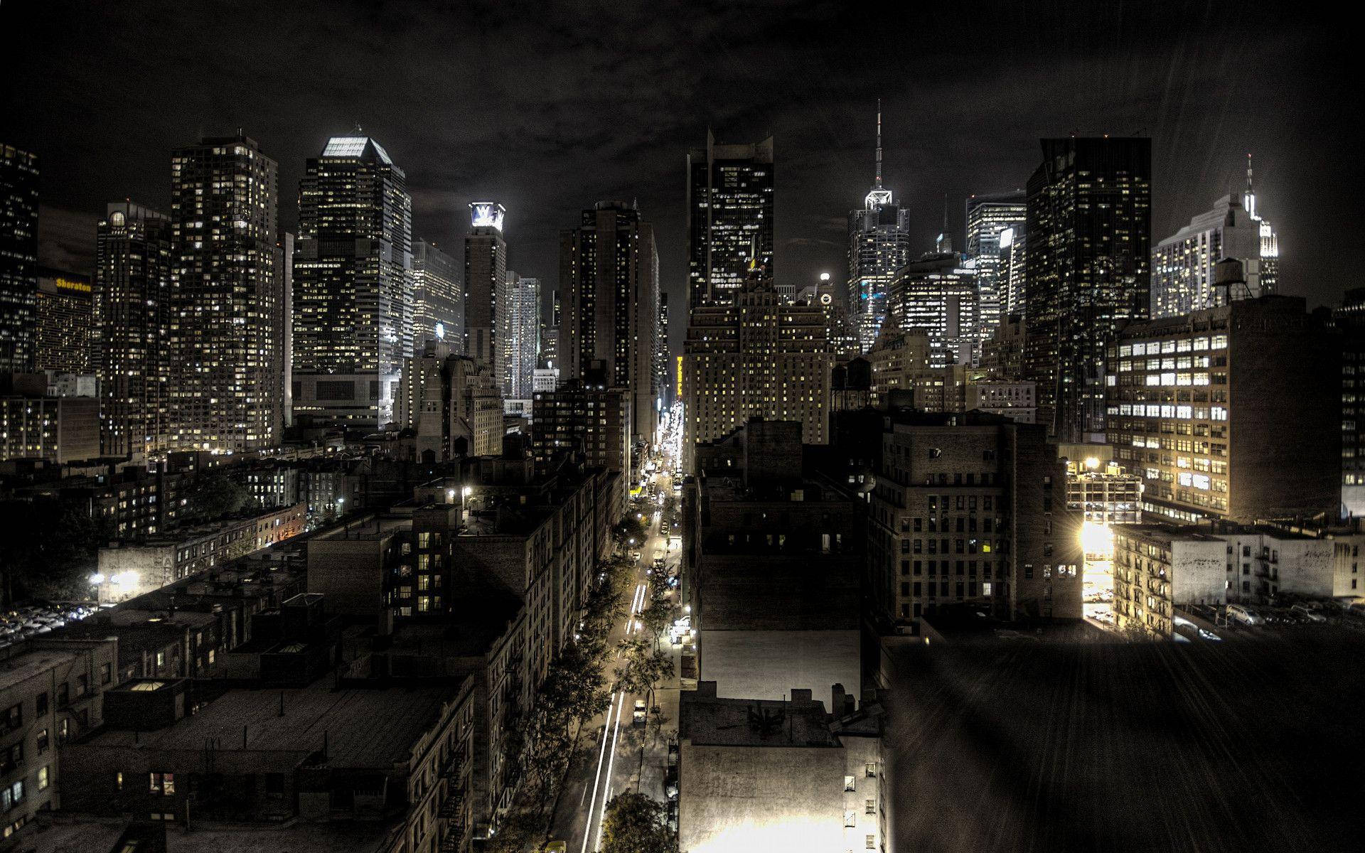 New York Night White City Lights Wallpaper