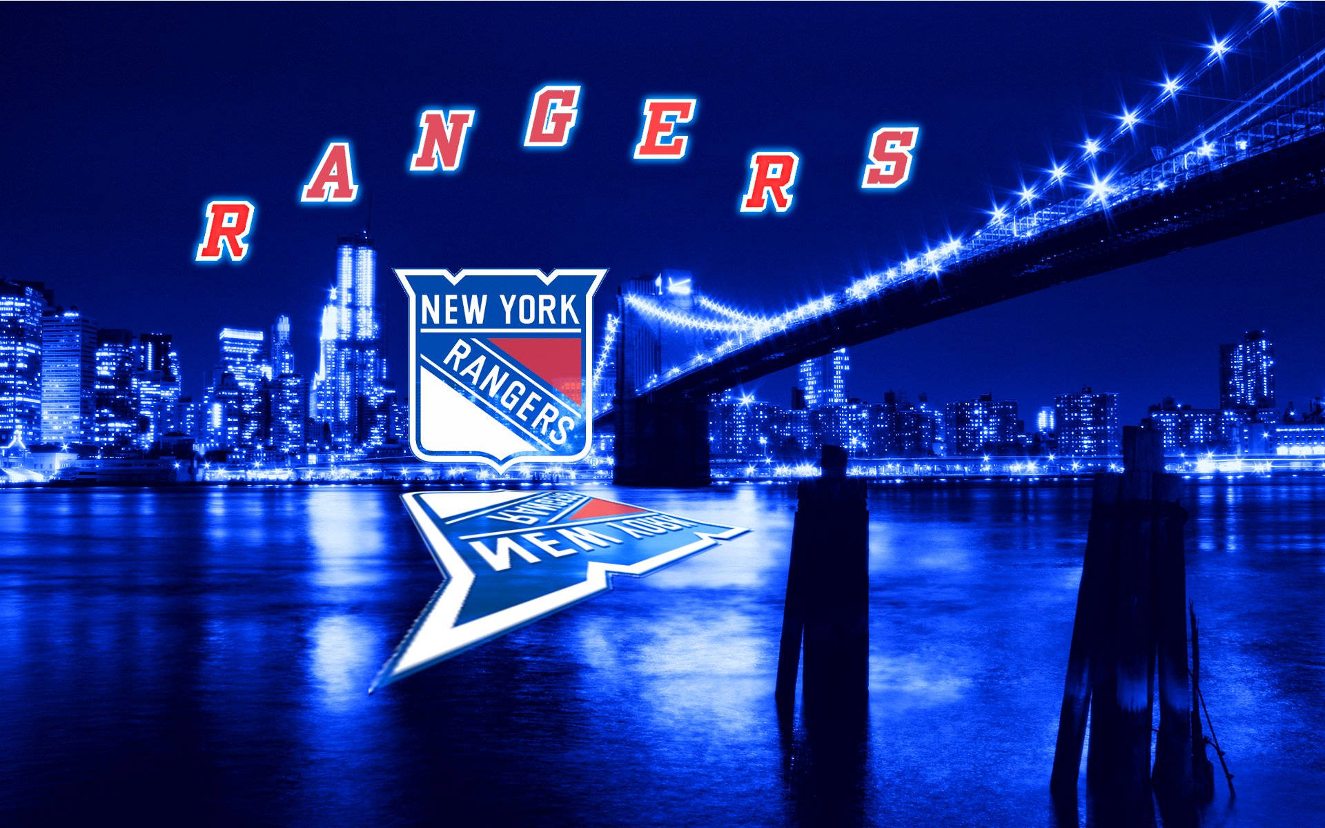 New York Rangers Brooklyn Bridge Poster Wallpaper