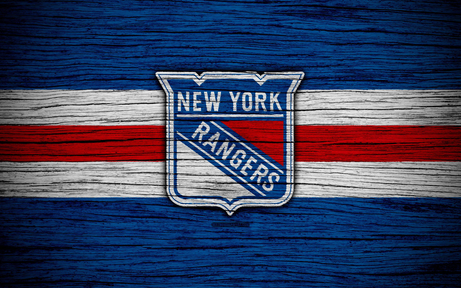 New York Rangers Wood Textile Logo Wallpaper