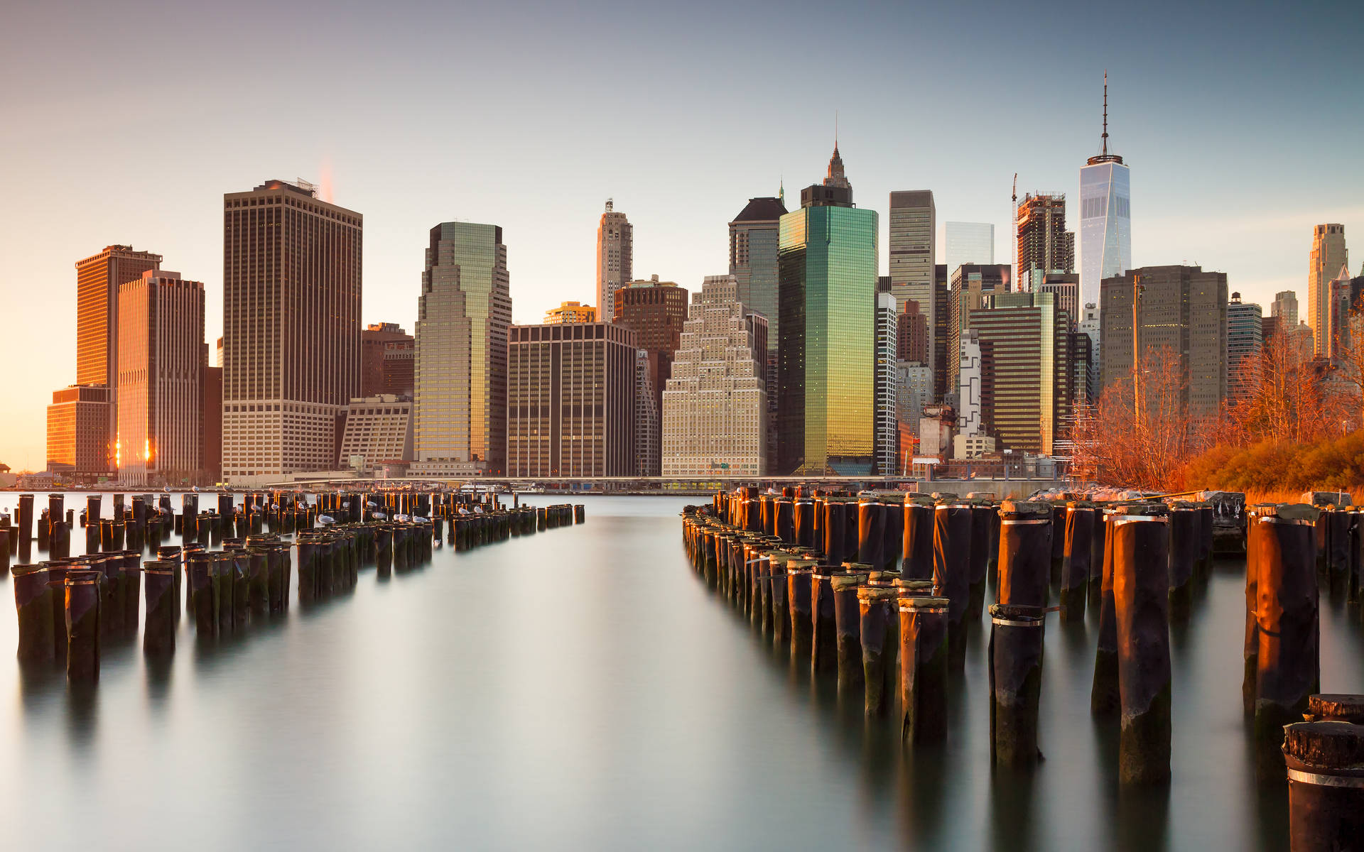 Newyorker Skyline Während Der Goldenen Stunde Wallpaper