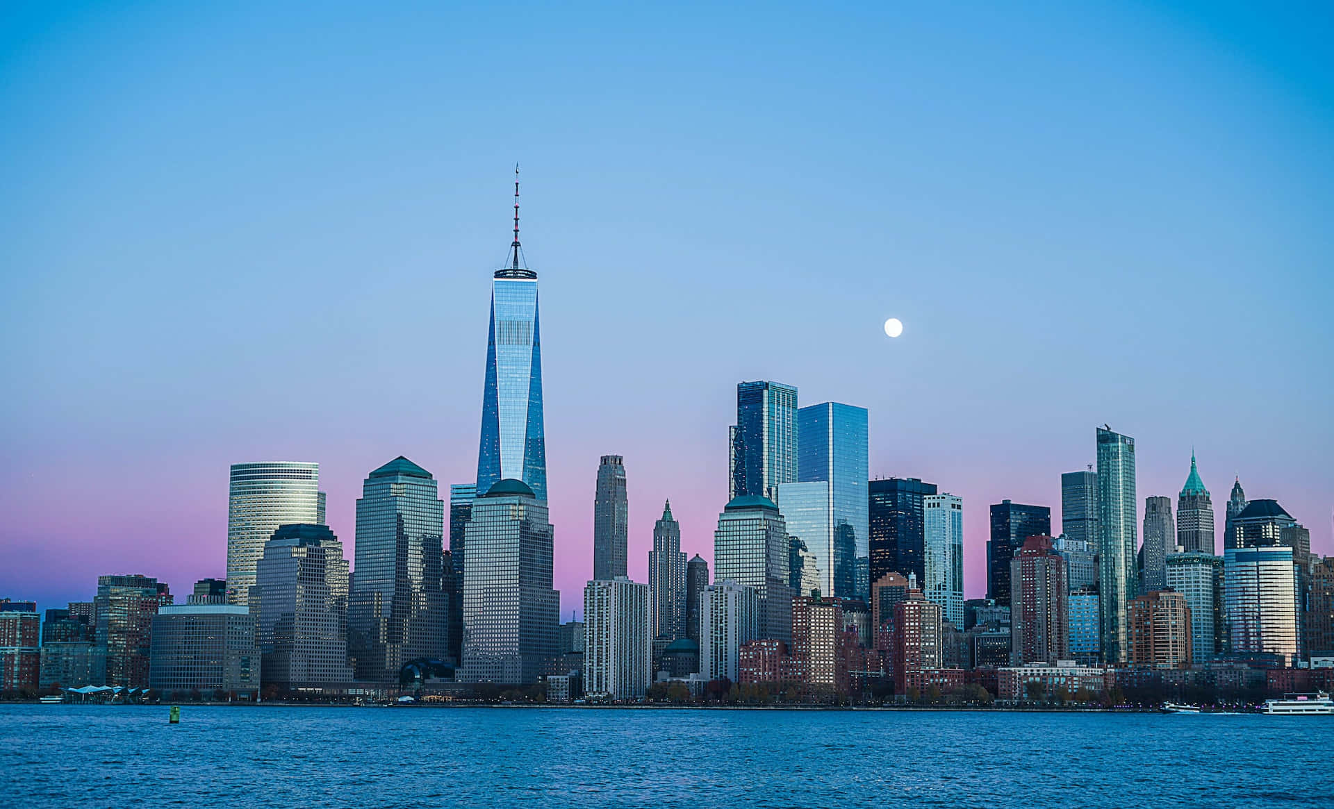 New York Skyscrapers And Freedom Tower With Dusk Sky Wallpaper
