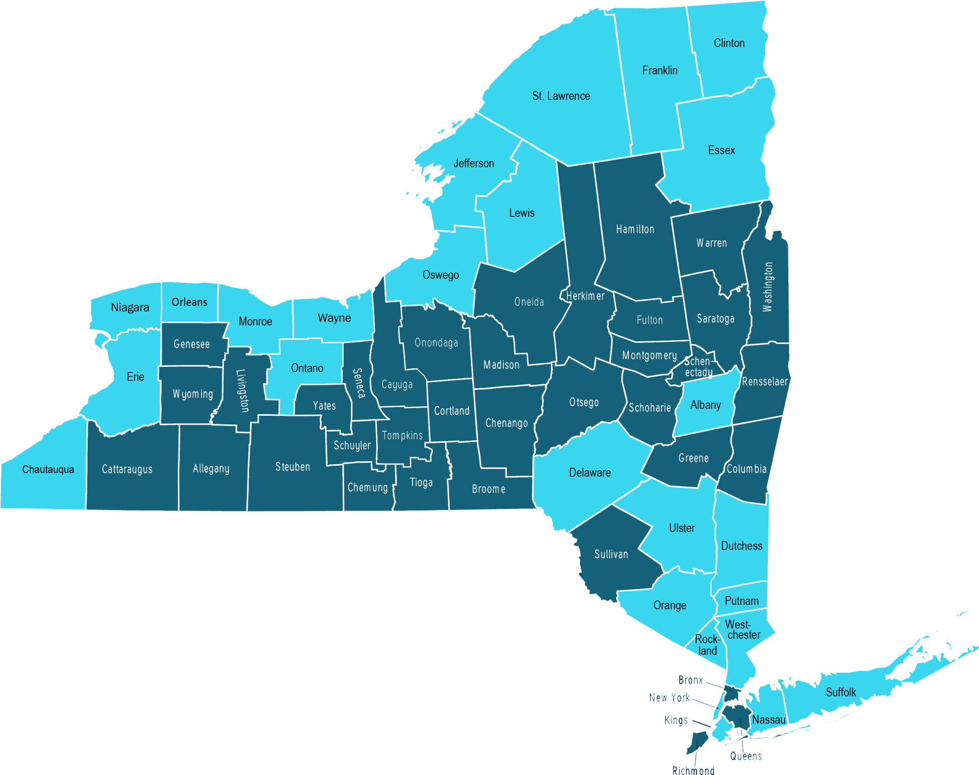 New York State County Map PNG