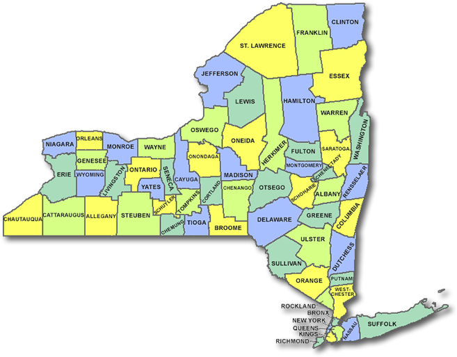 New York State County Map PNG