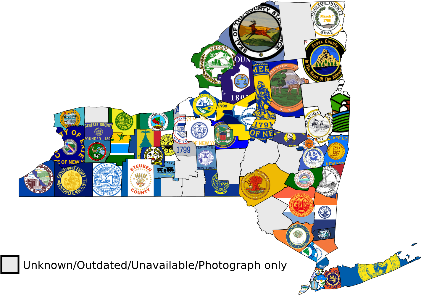 New York State County Seals Map PNG