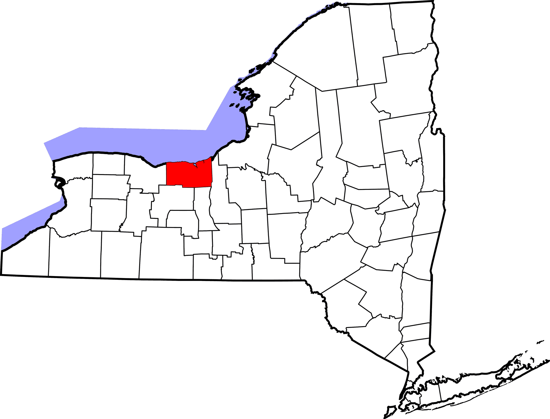 New York State Mapwith Red Highlighted County PNG