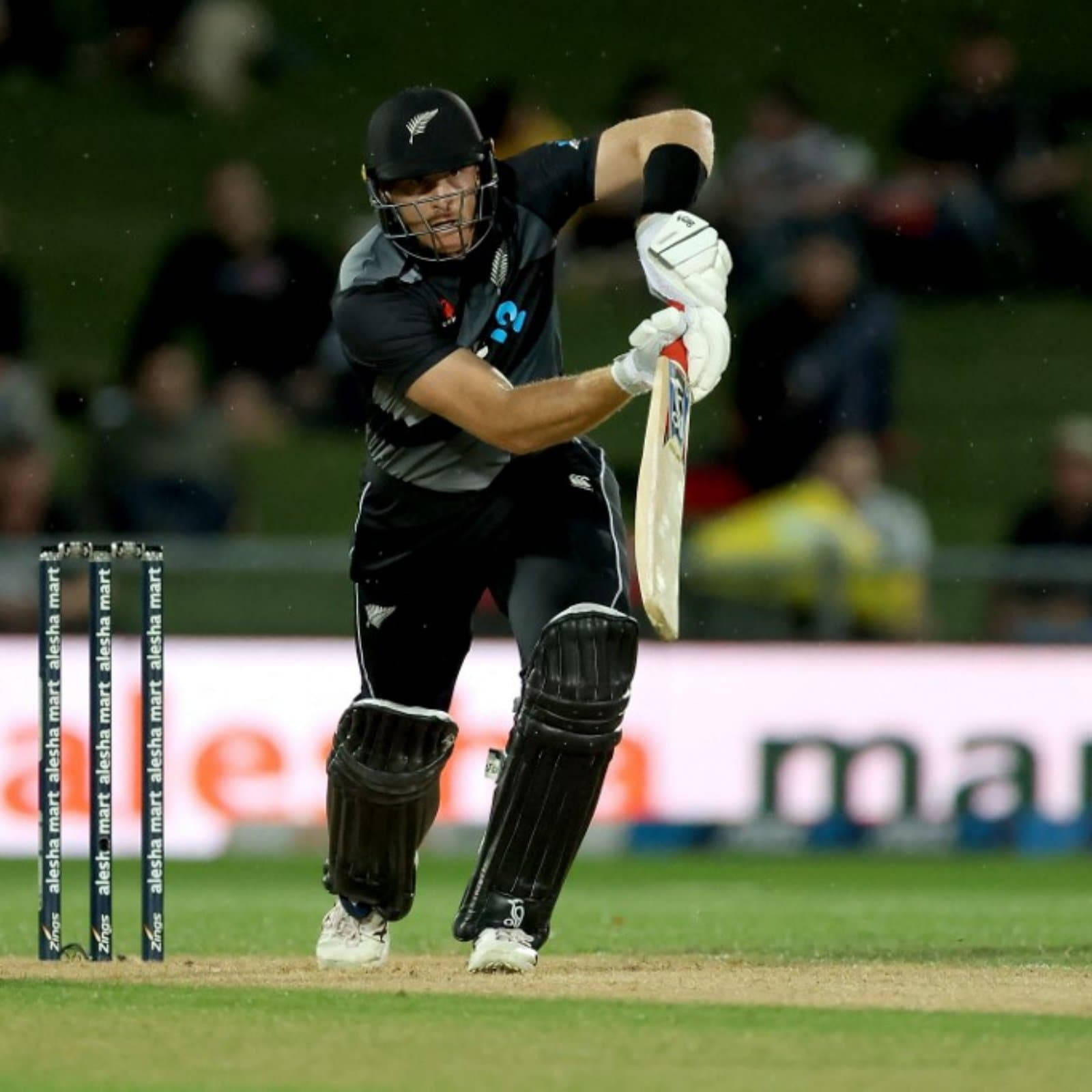 Martin Guptill Power Hit in New Zealand Cricket Match Wallpaper
