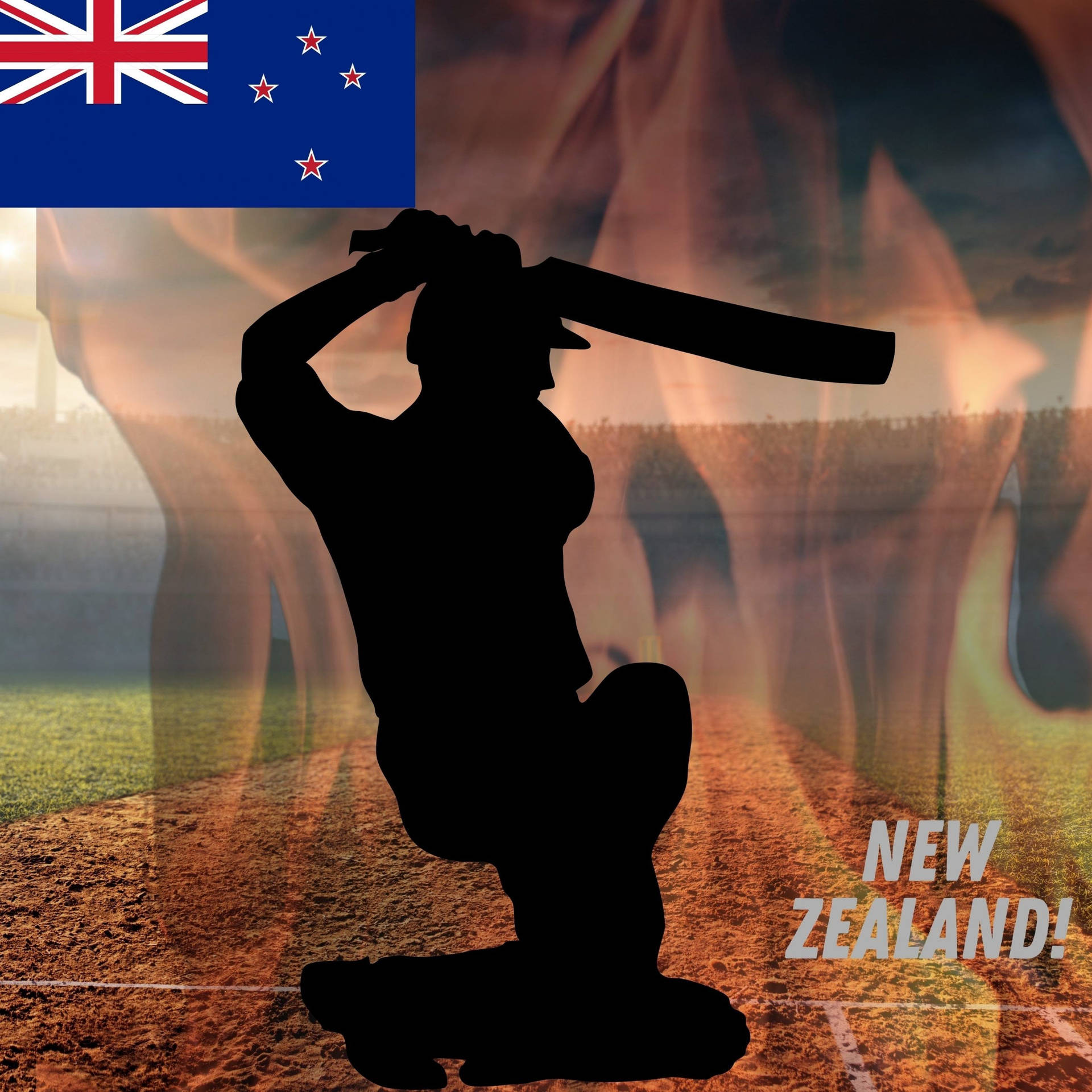 Ny Zeeland Cricket Team Flag Plakat Tegning Wallpaper