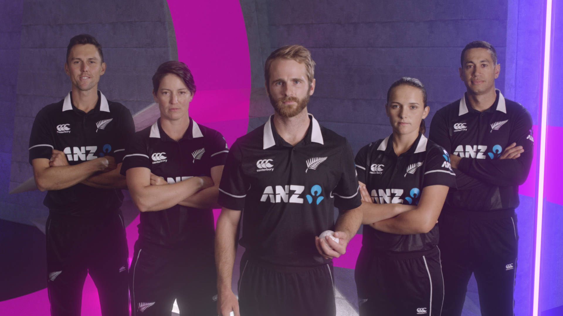 Pride of Kiwis: The New Zealand Cricket Team in Action Wallpaper