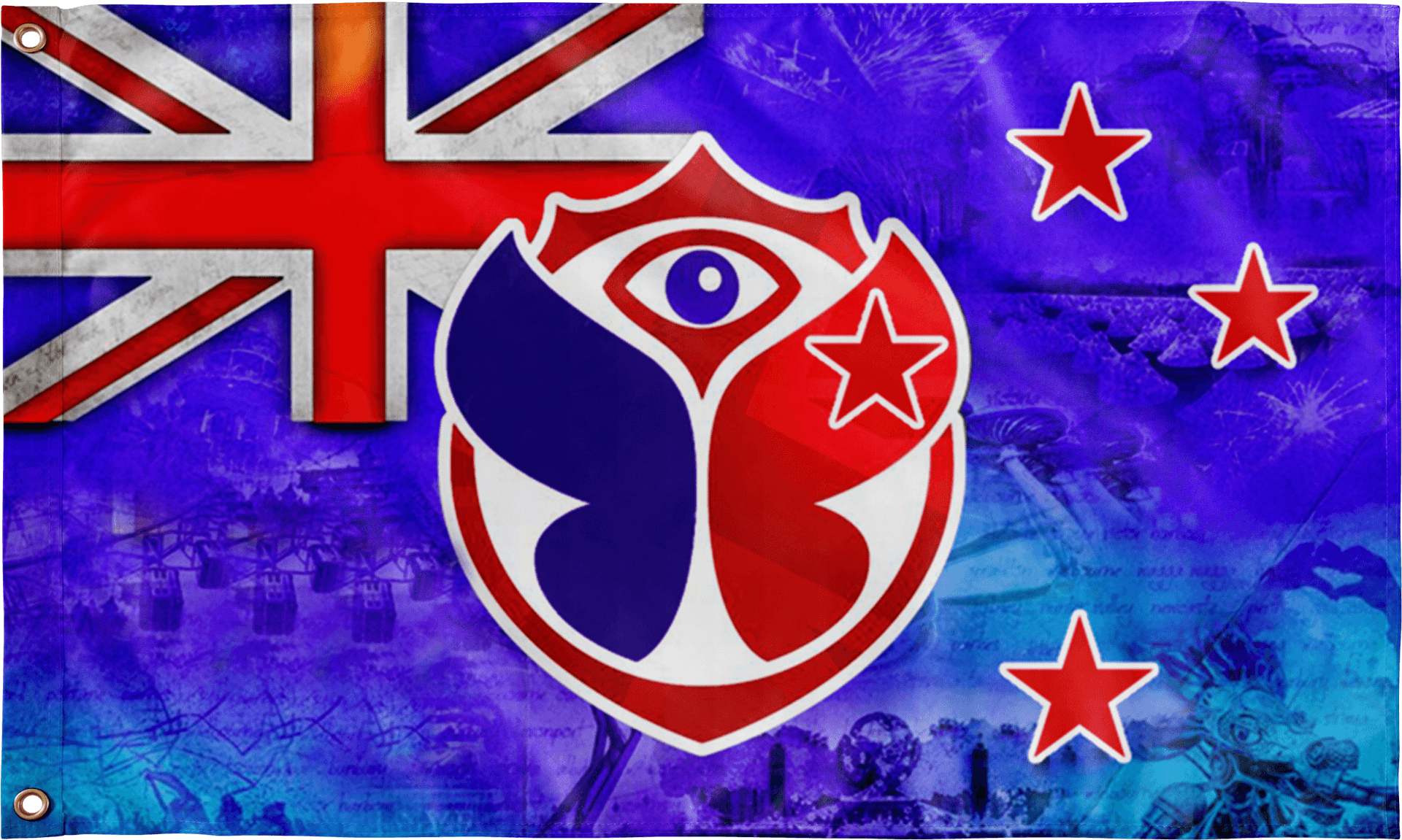 New Zealand Flagand Maori Symbol Artwork PNG