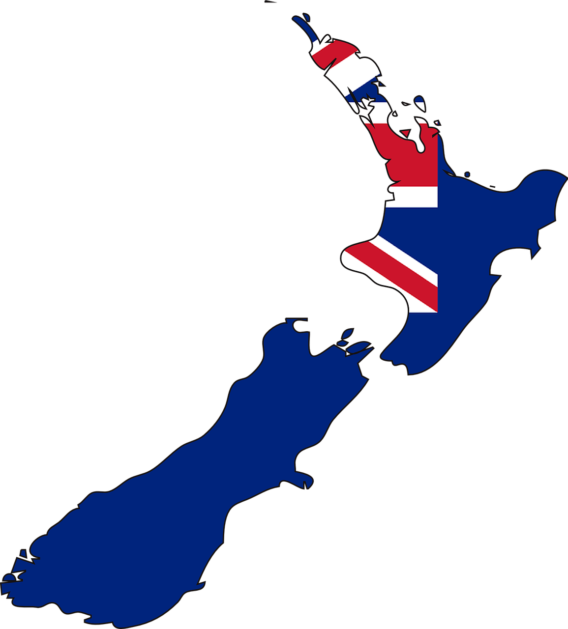 New Zealand Mapwith Flag Design PNG