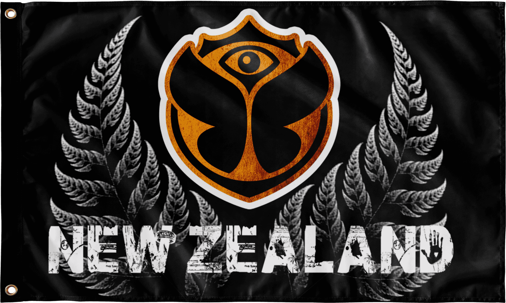 New Zealand Silver Fern Flag Design PNG