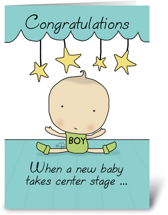 Newborn Baby Boy Congratulations Card PNG