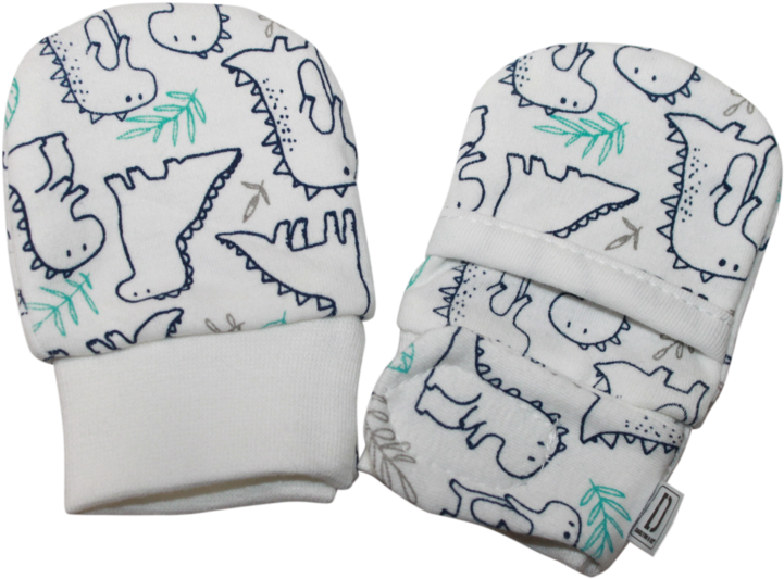 Newborn Dinosaur Print Mittens PNG