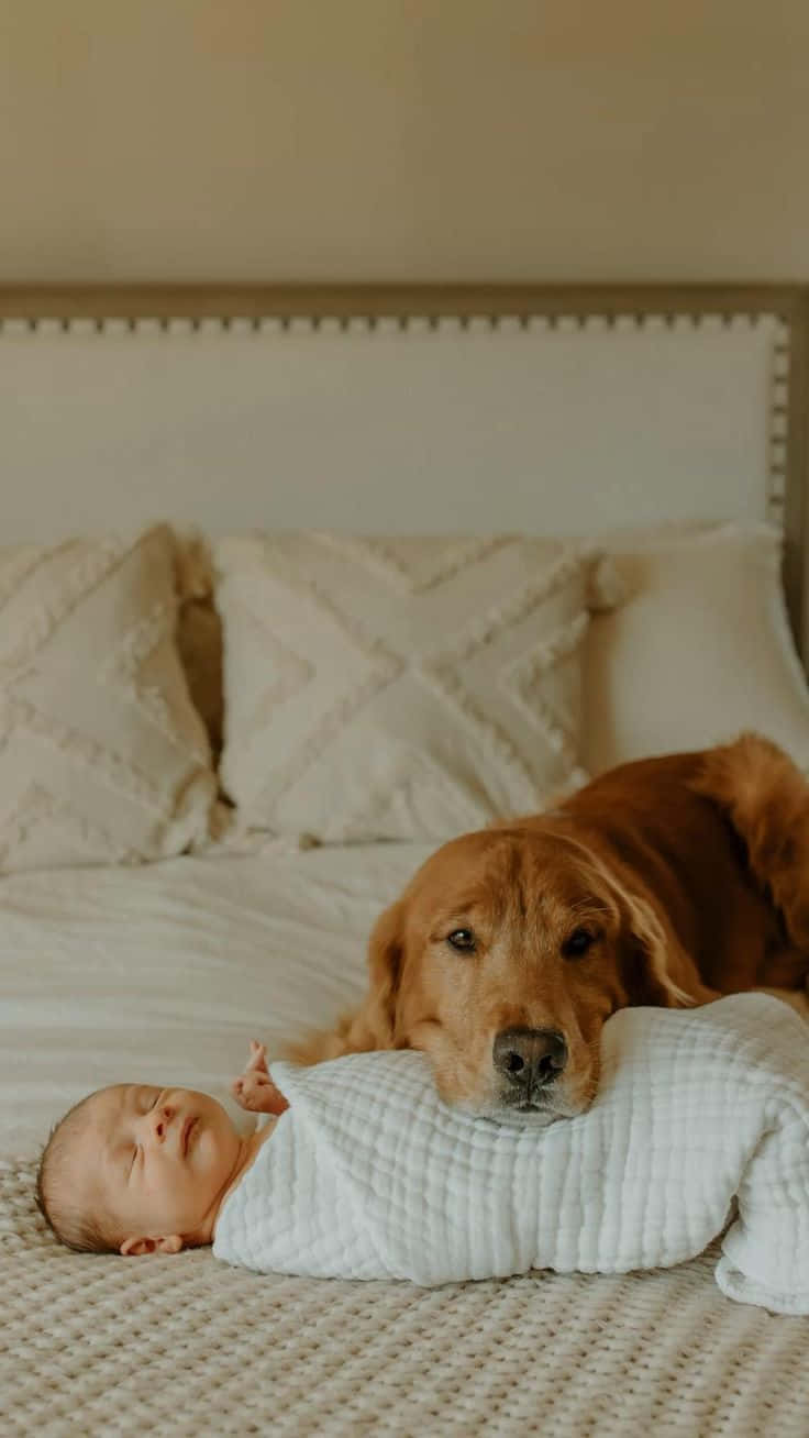 Newborn With Golden Retriever Dog Pictures