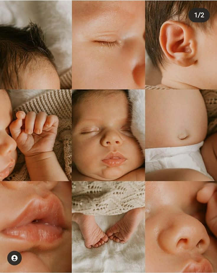 Collagebilder Von Körperteilen Eines Neugeborenen Babys