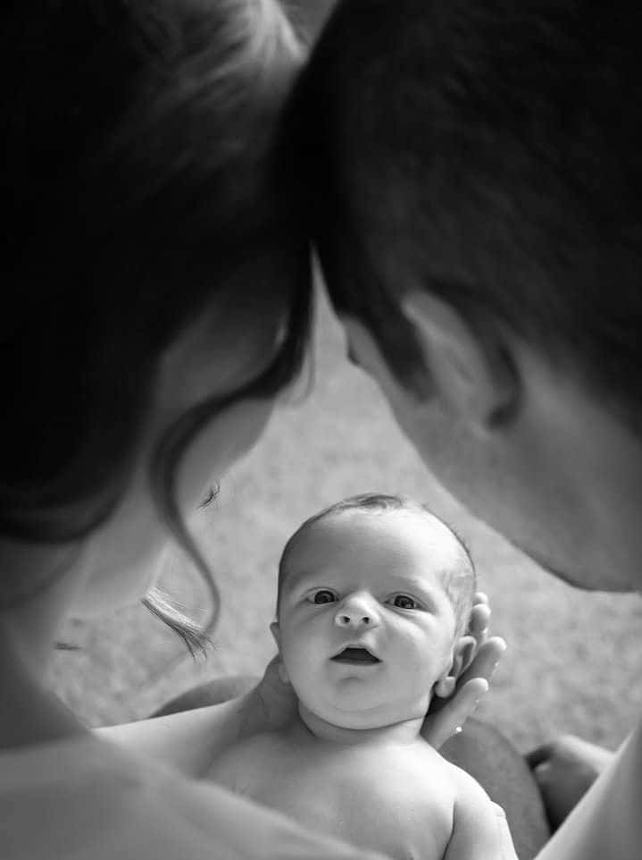 Newborn Mother And Father Black And White Pictures