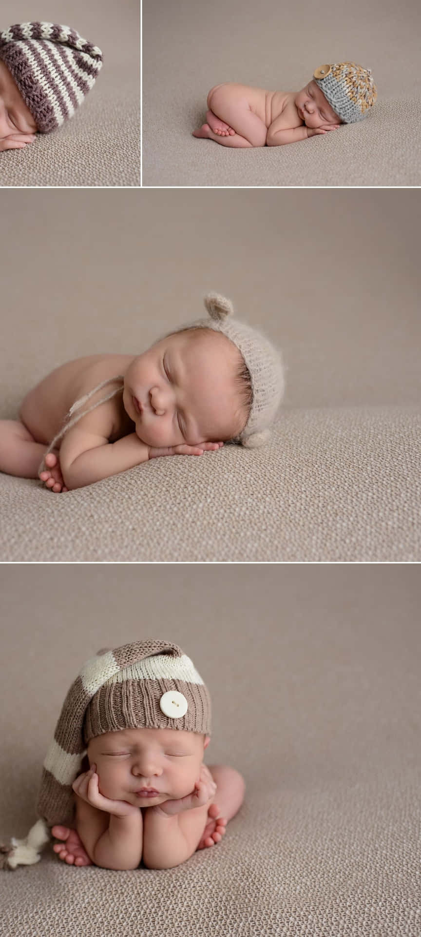 Newborn Baby With Hats Collage Pictures