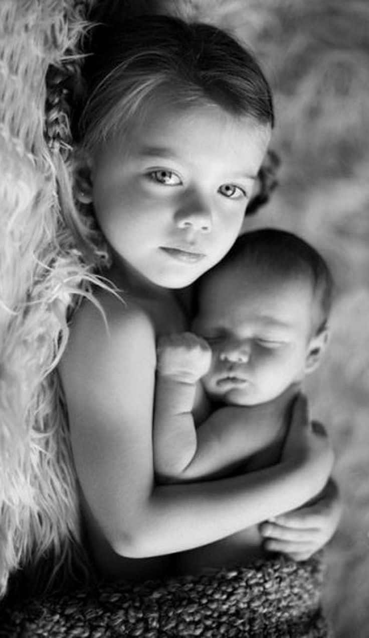 Newborn Little Girl Black And White Pictures