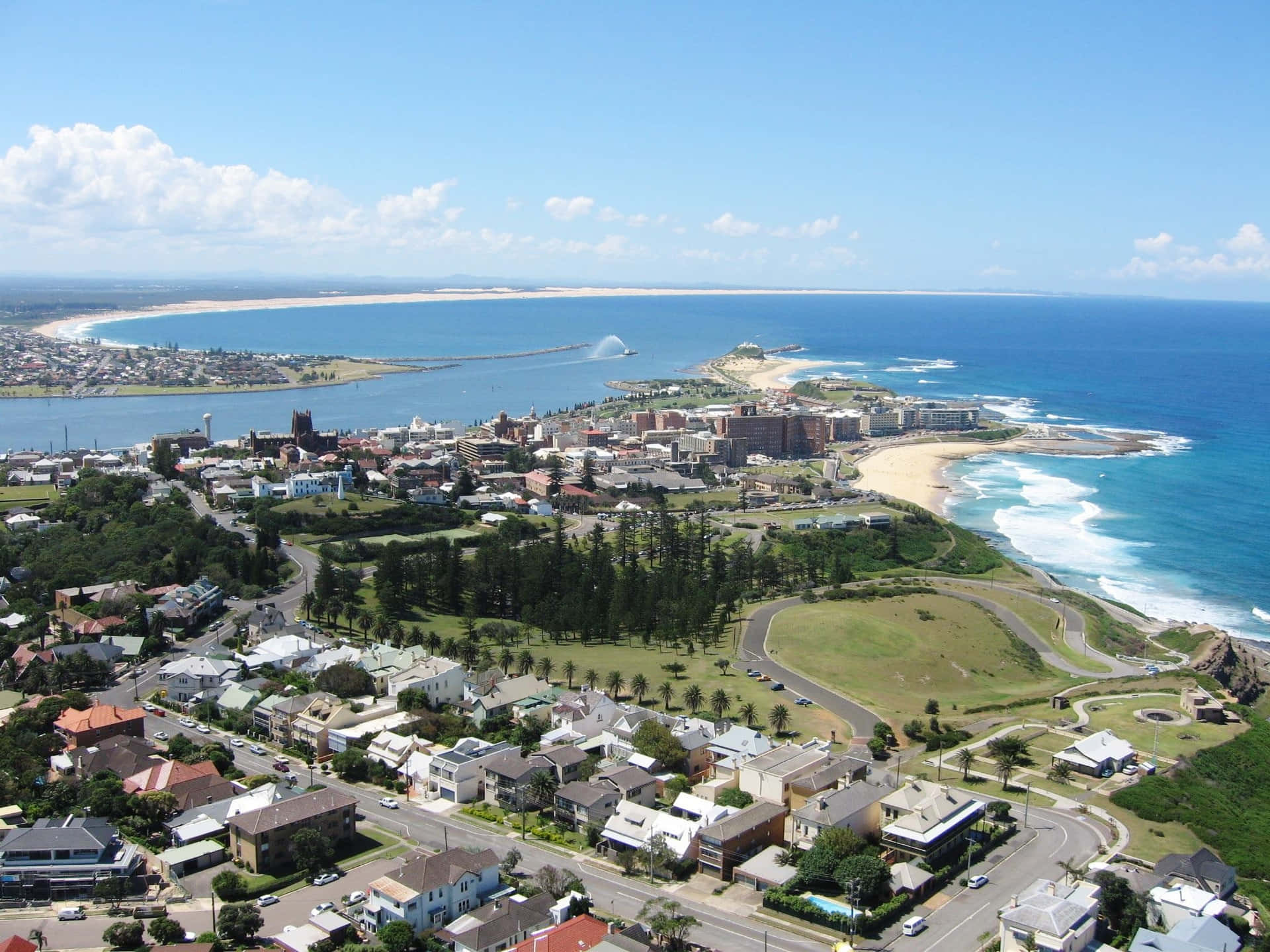 Newcastle Australia Coastal Aerial View Wallpaper