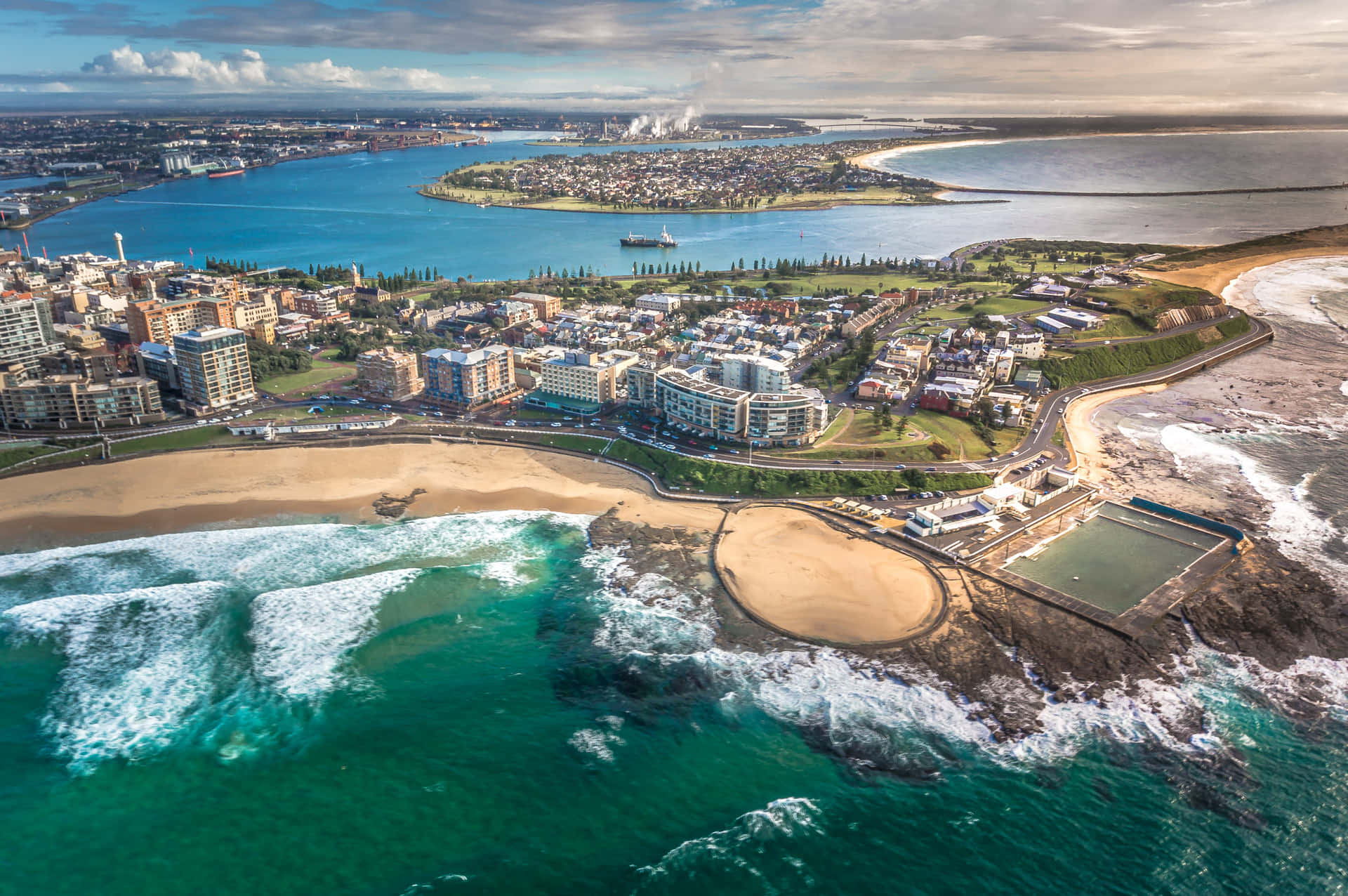 Newcastle Australia Coastline Aerial View Wallpaper