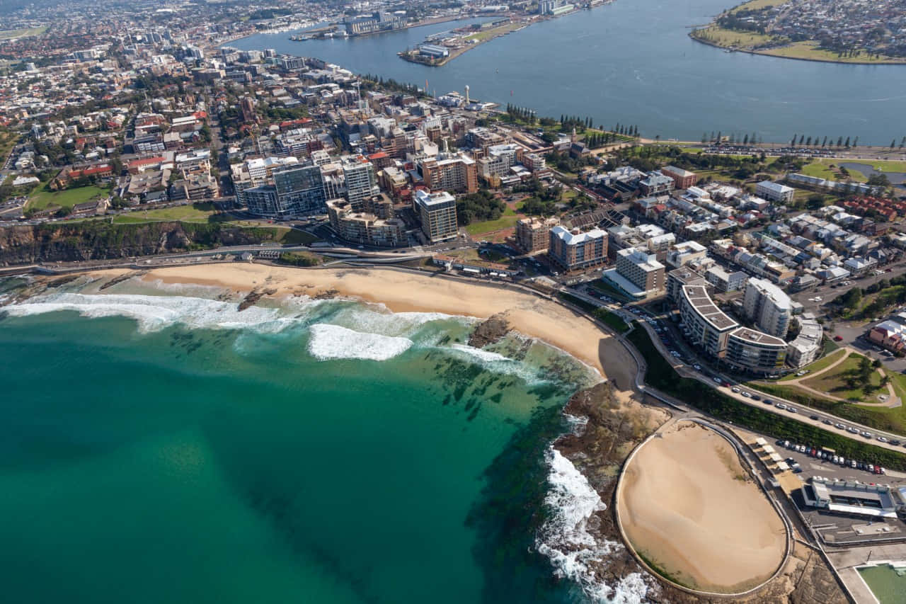 Newcastle Australia Coastline Aerial View Wallpaper