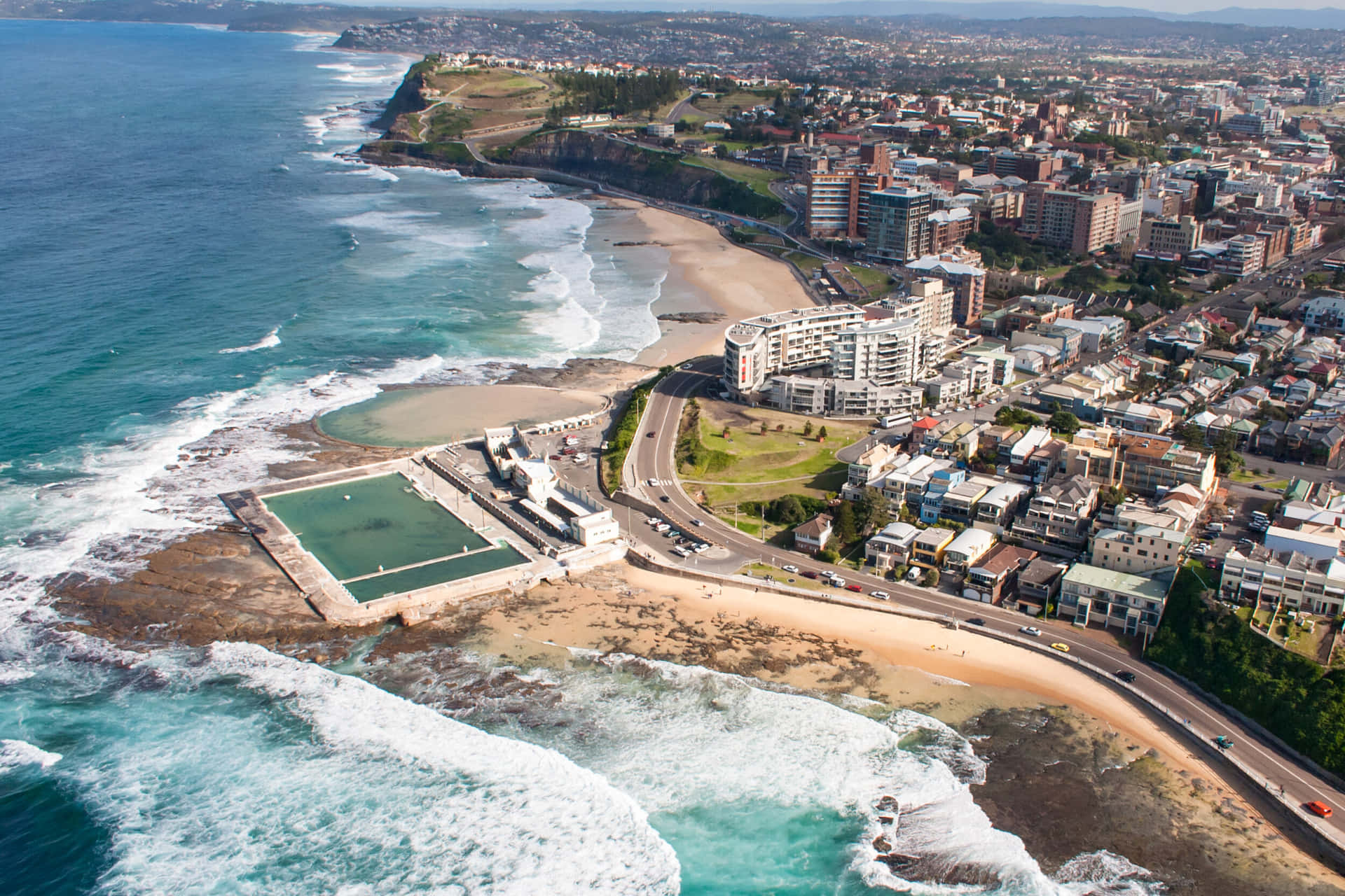 Newcastle Australia Coastline Aerial View Wallpaper